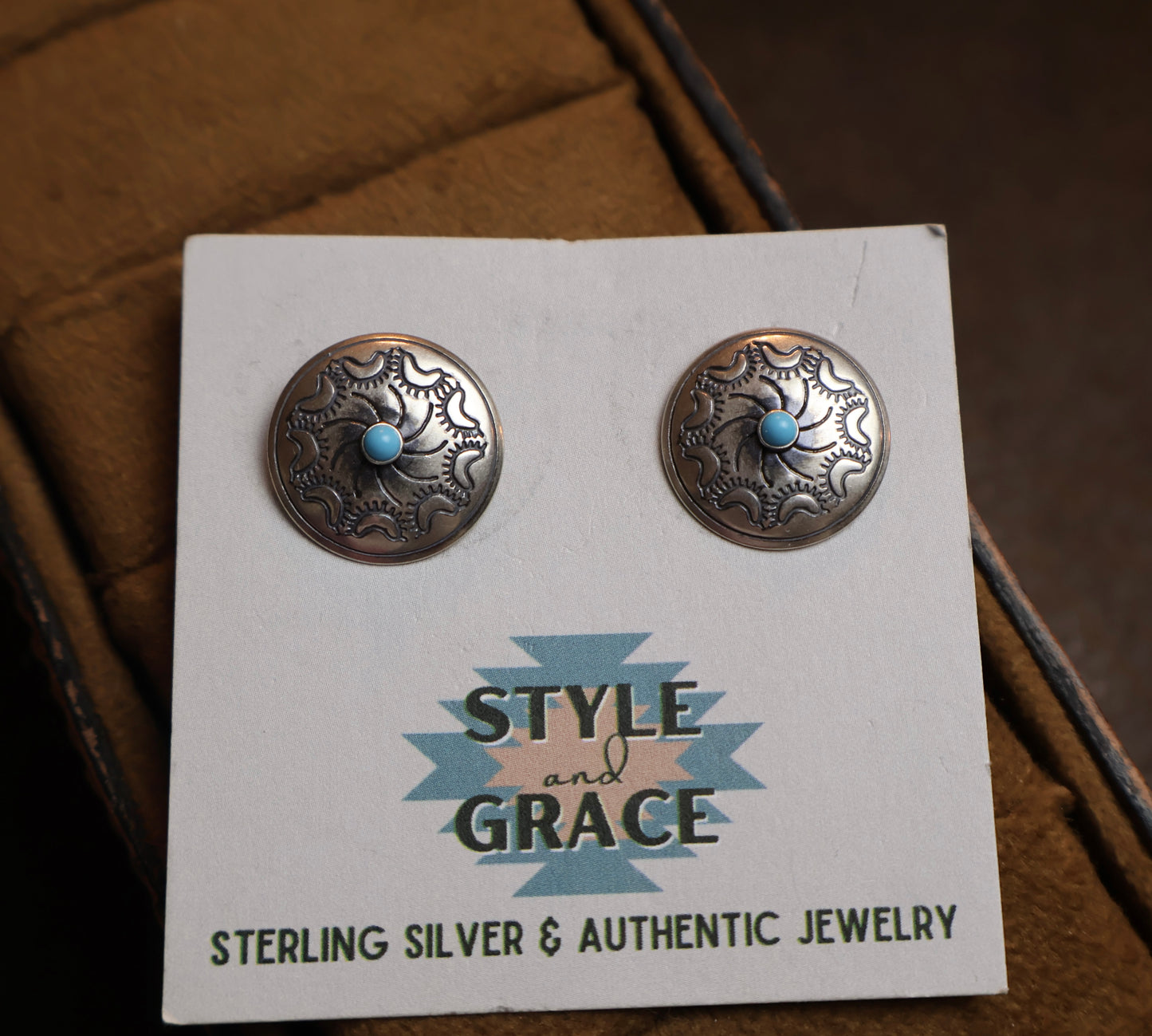 Small Turquoise Concho Earrings