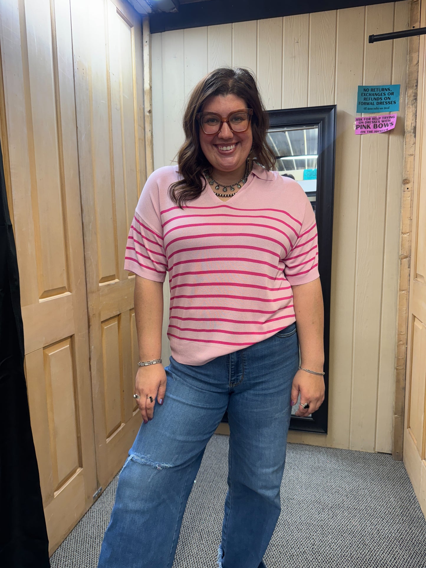 Pink Striped Sweater Vest