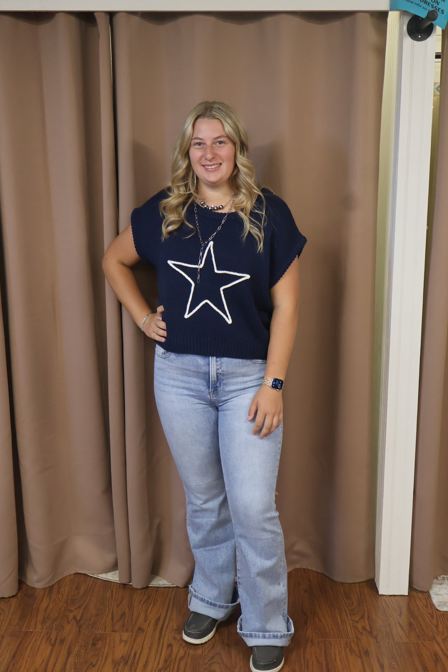 Navy Star Sweater