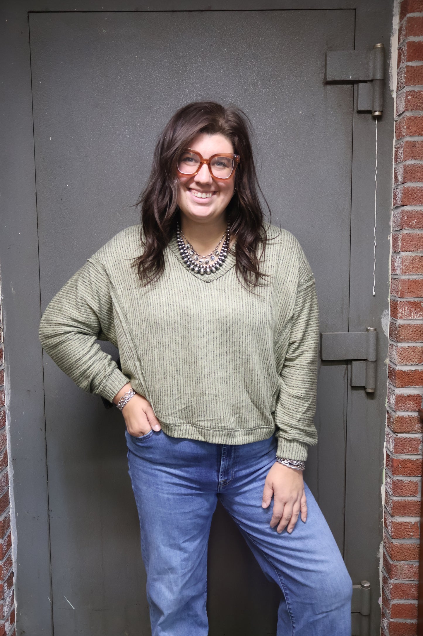 Olive Ribbed Long Sleeve