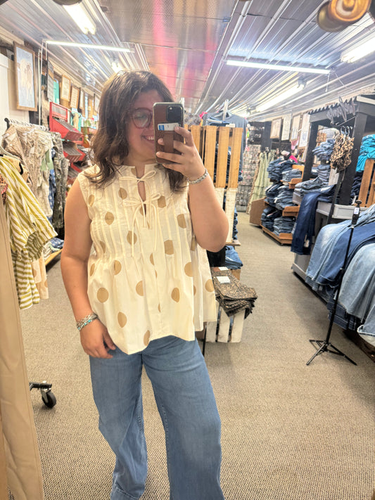 Polka Dot Pleated Tank