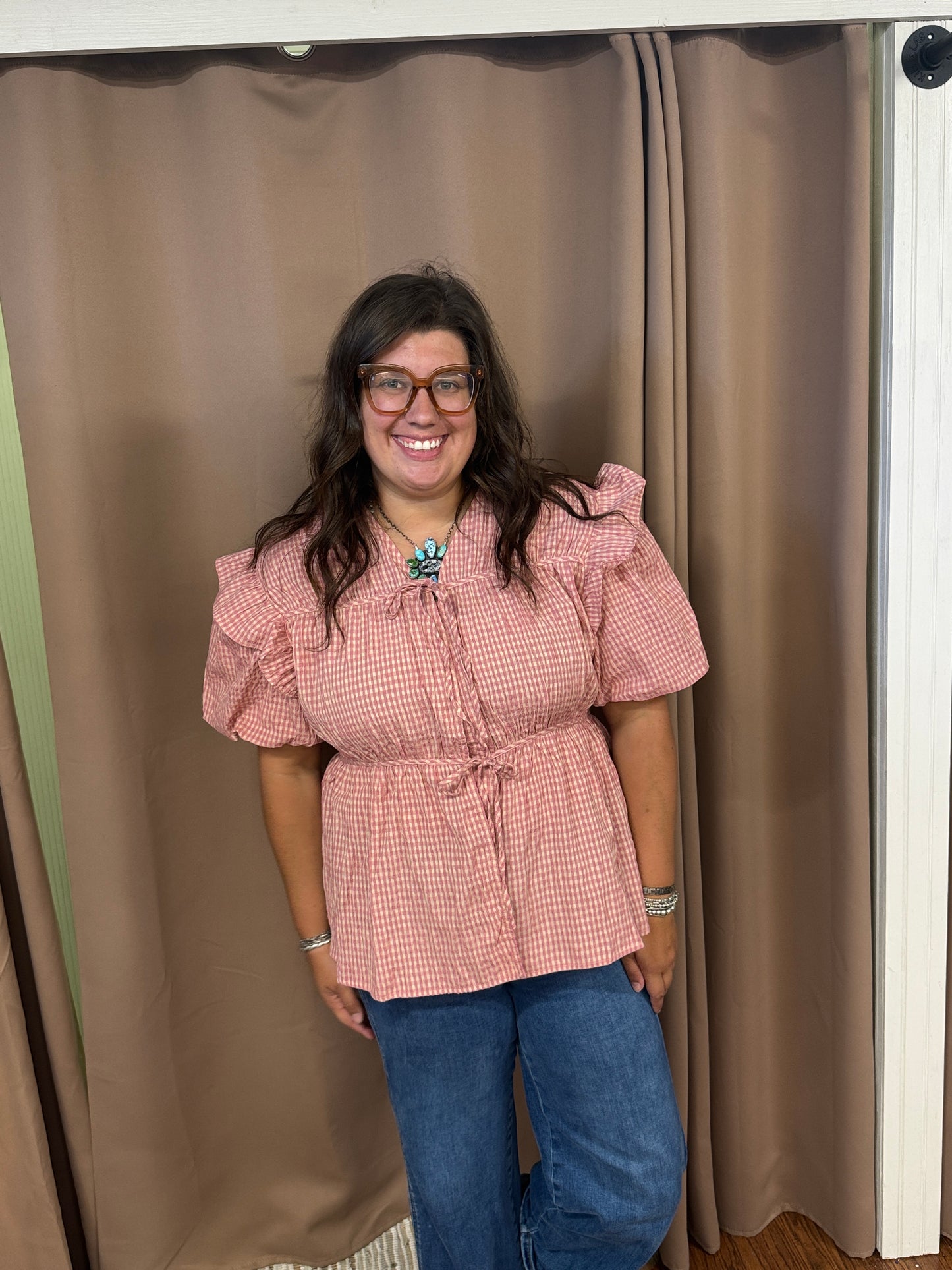 Blush Gingham Top