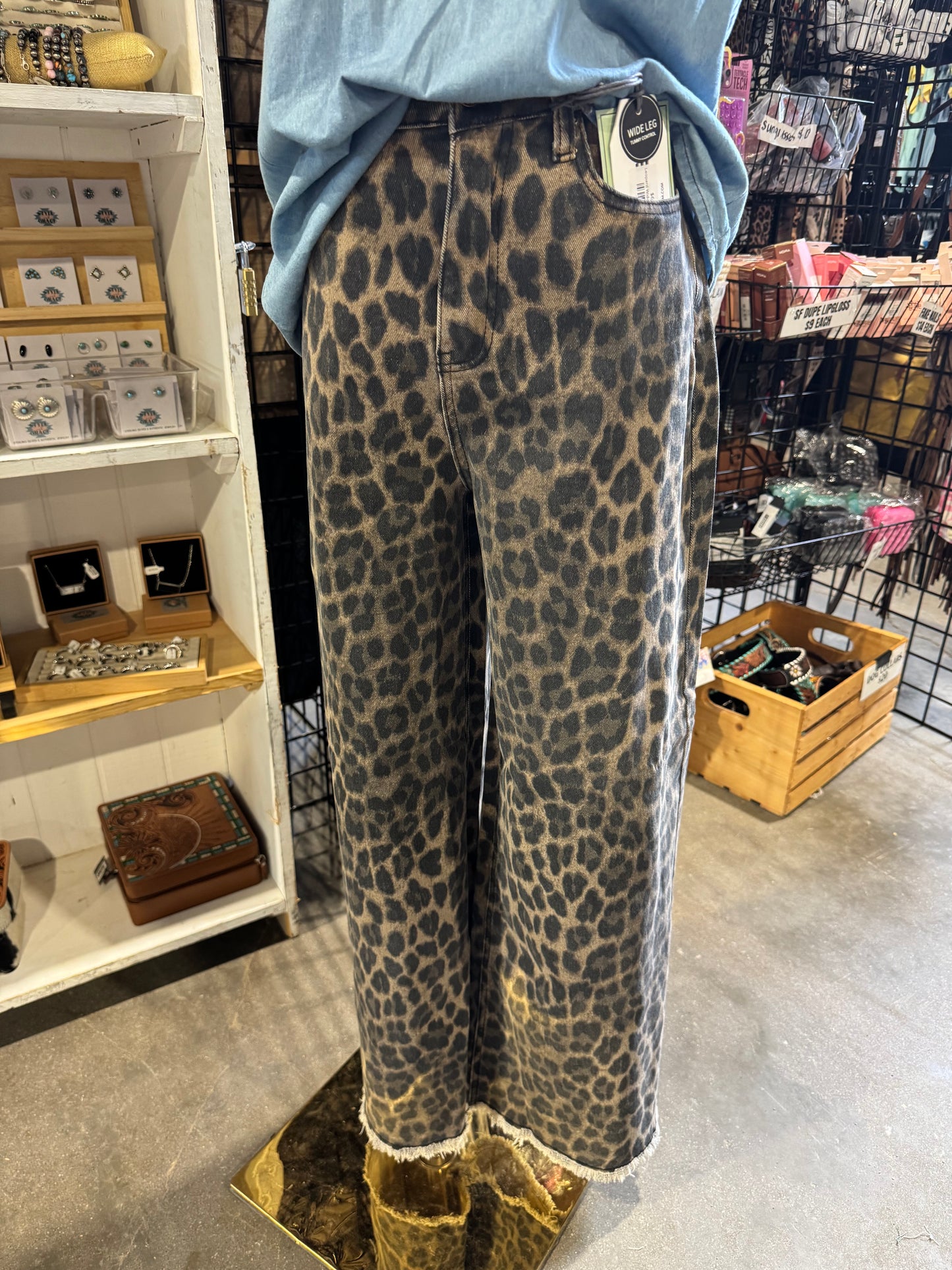 Leopard Wide Leg Jeans
