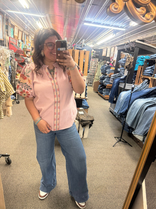Blush Embroidered Top