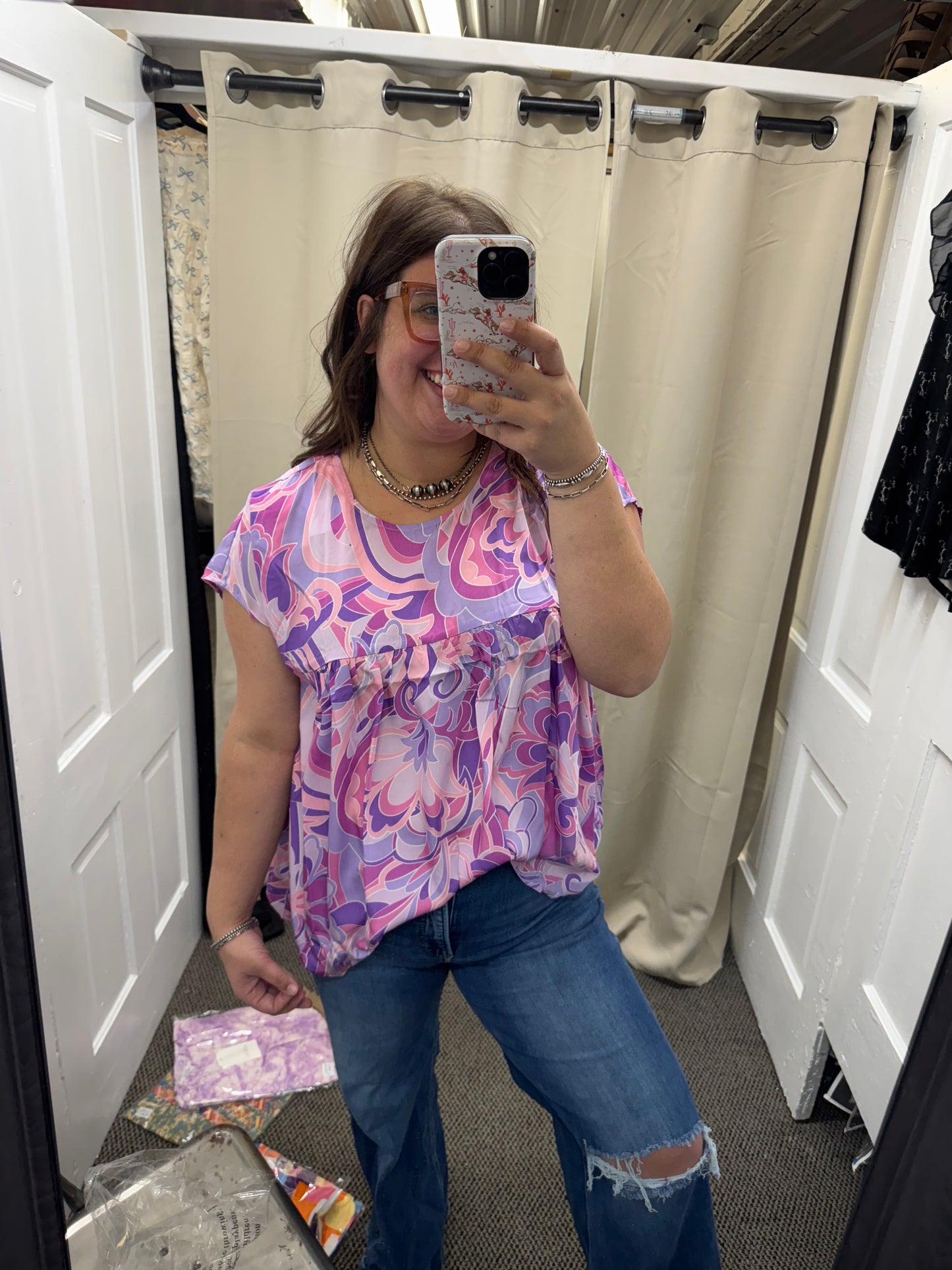 Purple Print Short Sleeve