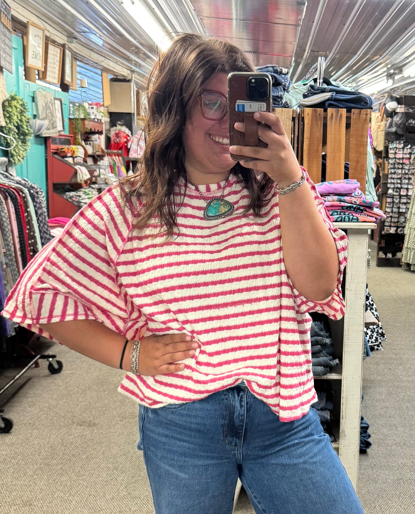 Fuchsia Striped Top