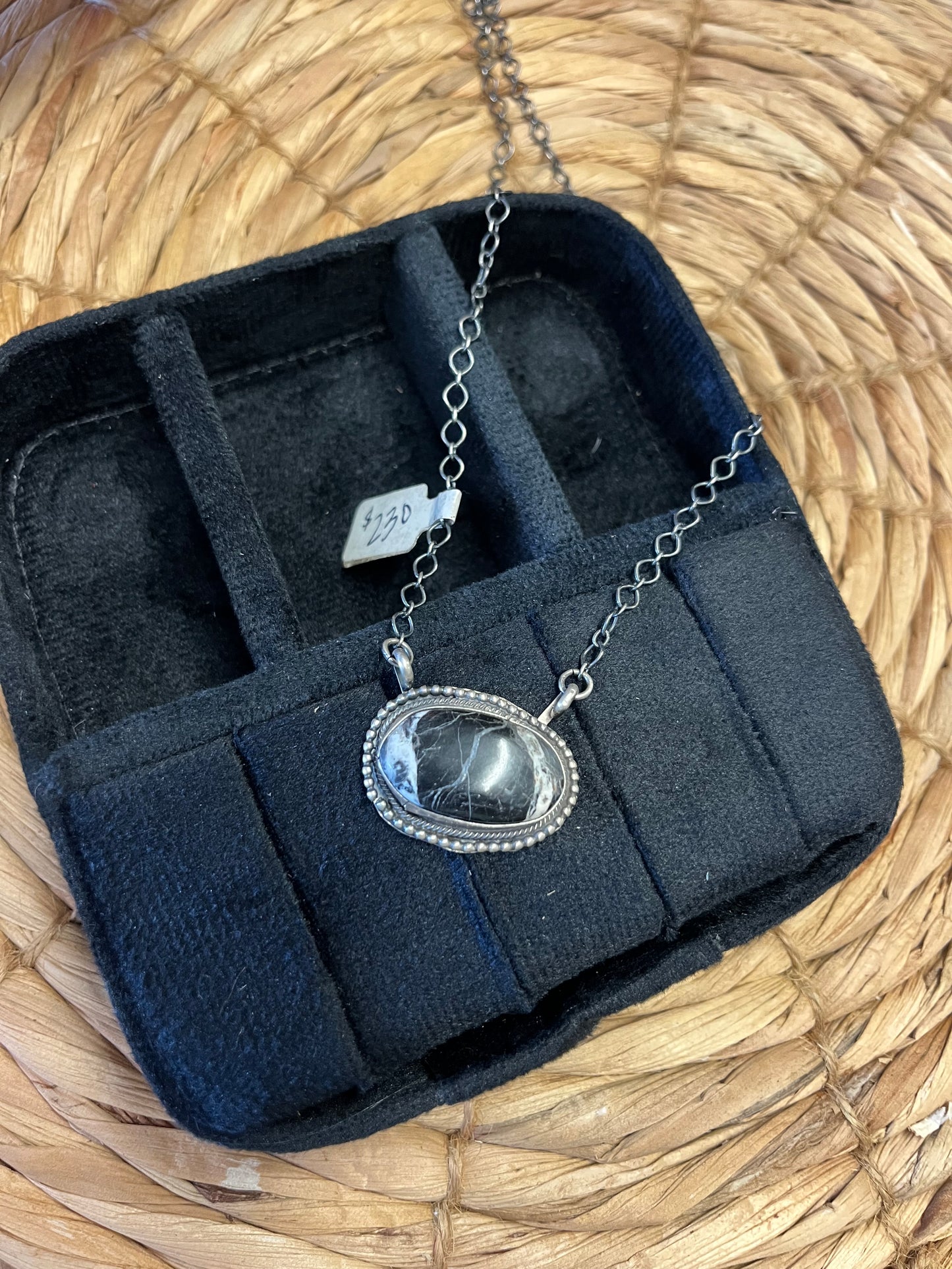 White Buffalo Oval Pendant Necklace