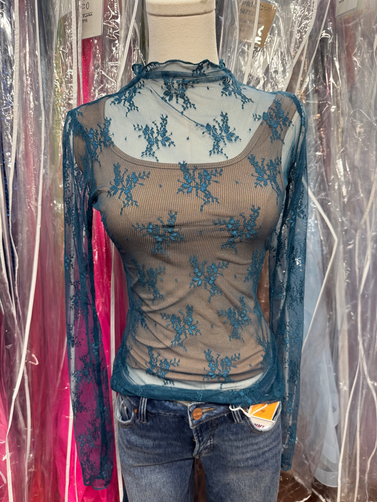 Teal Lace Undershirt