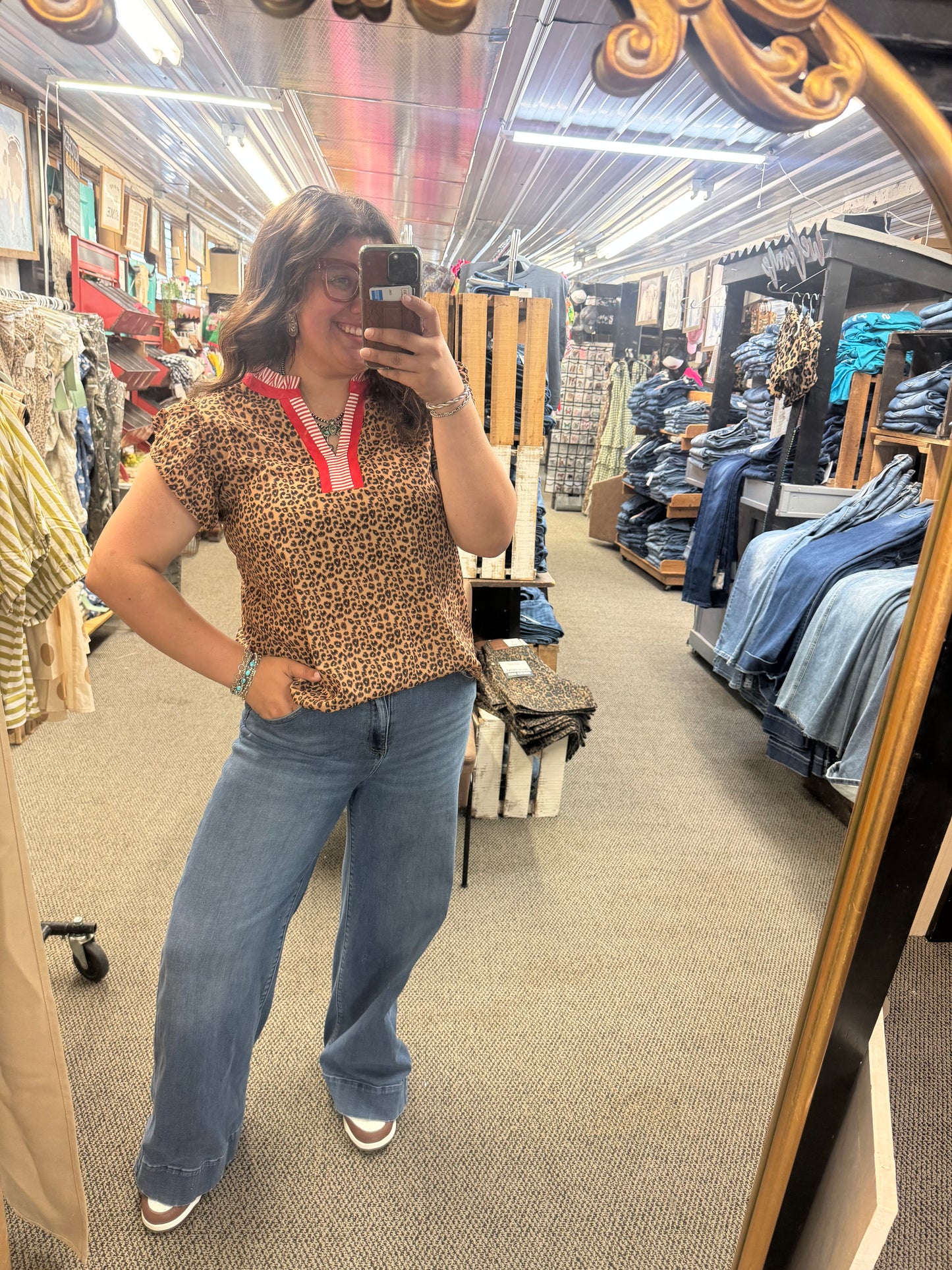 Leopard Cap Sleeve Top