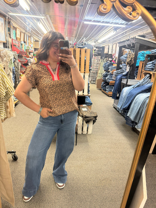 Leopard Cap Sleeve Top