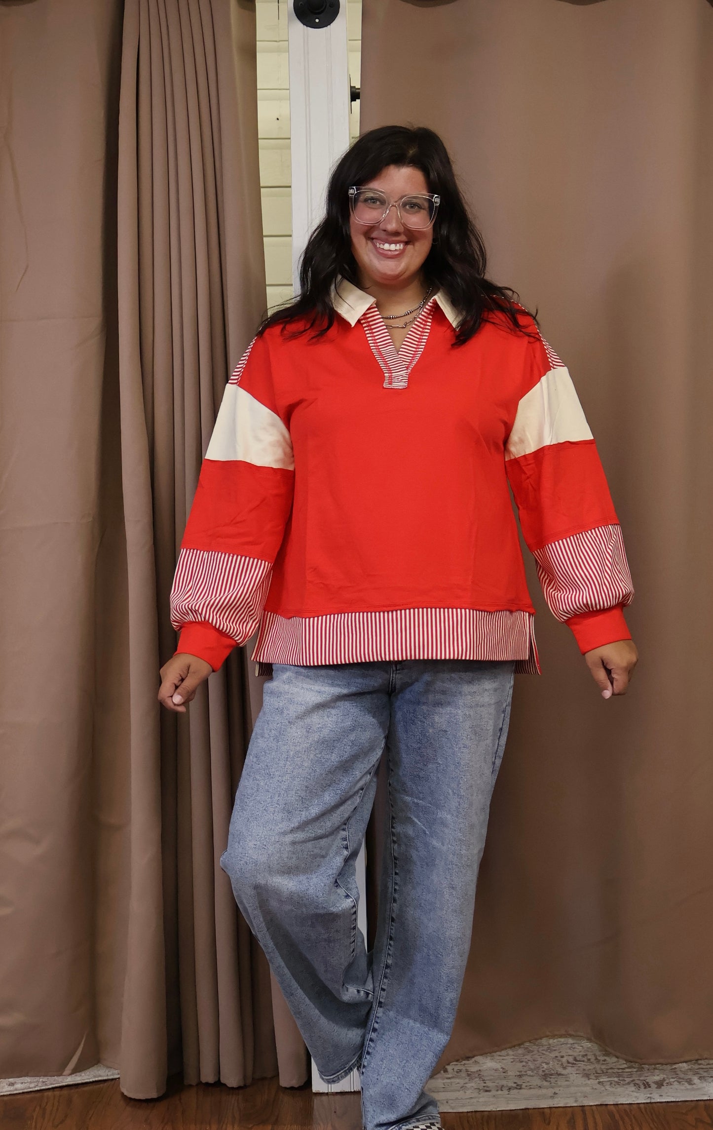 Red Collared Pullover