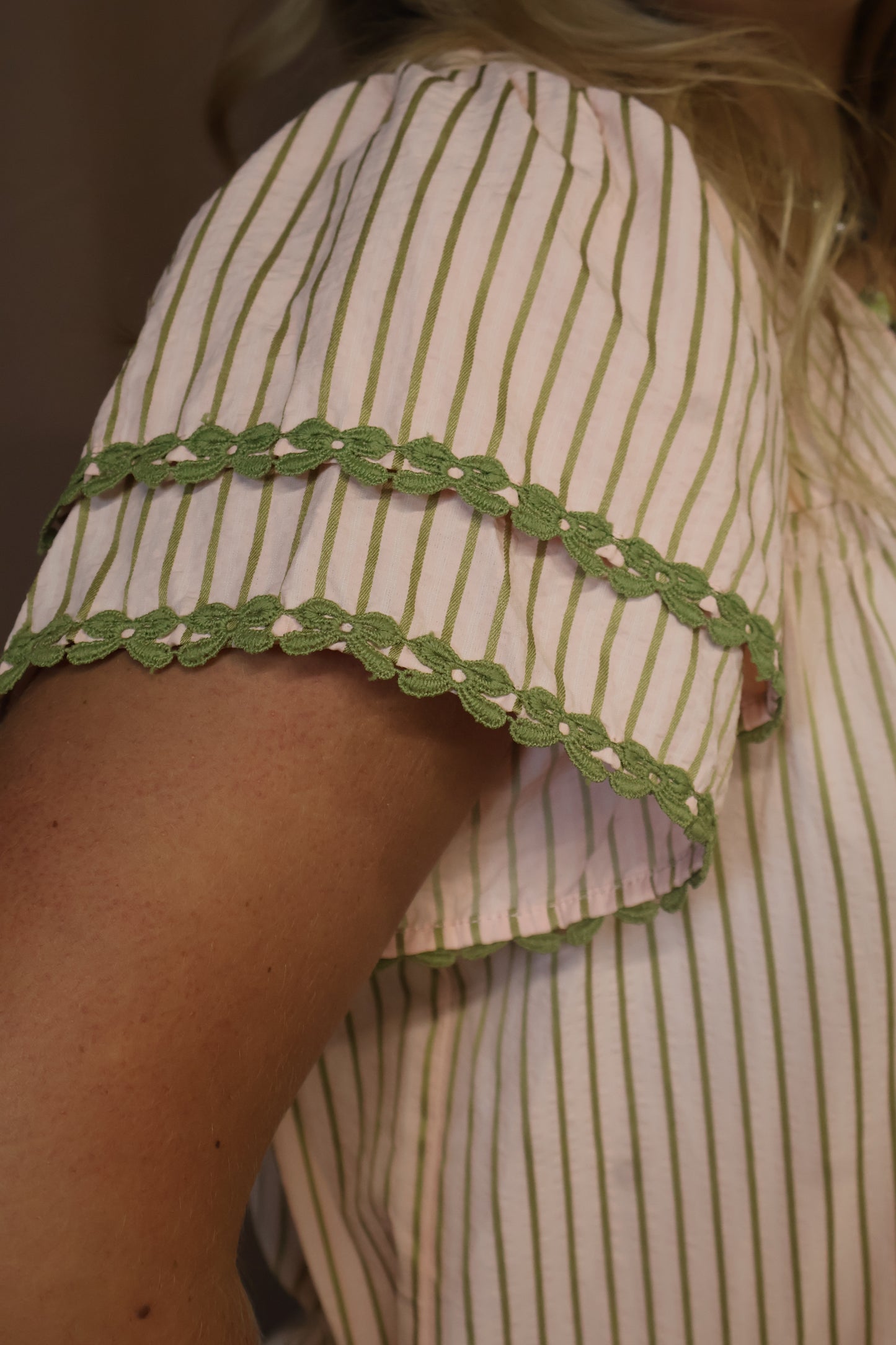 Peach & Green Top