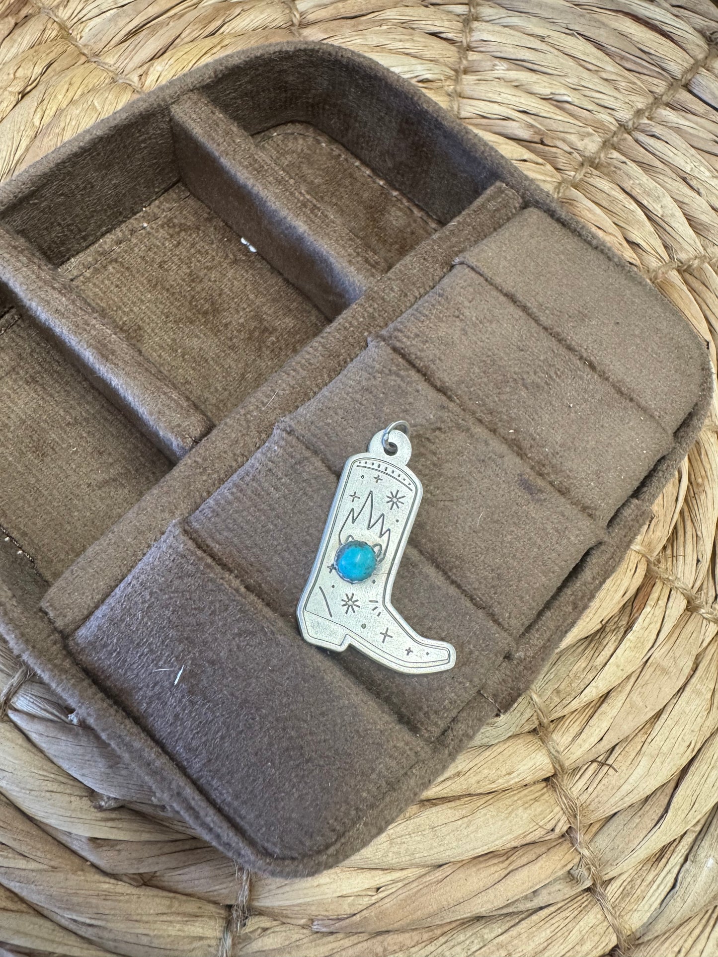 Boot Pendant with Turquoise Pendant