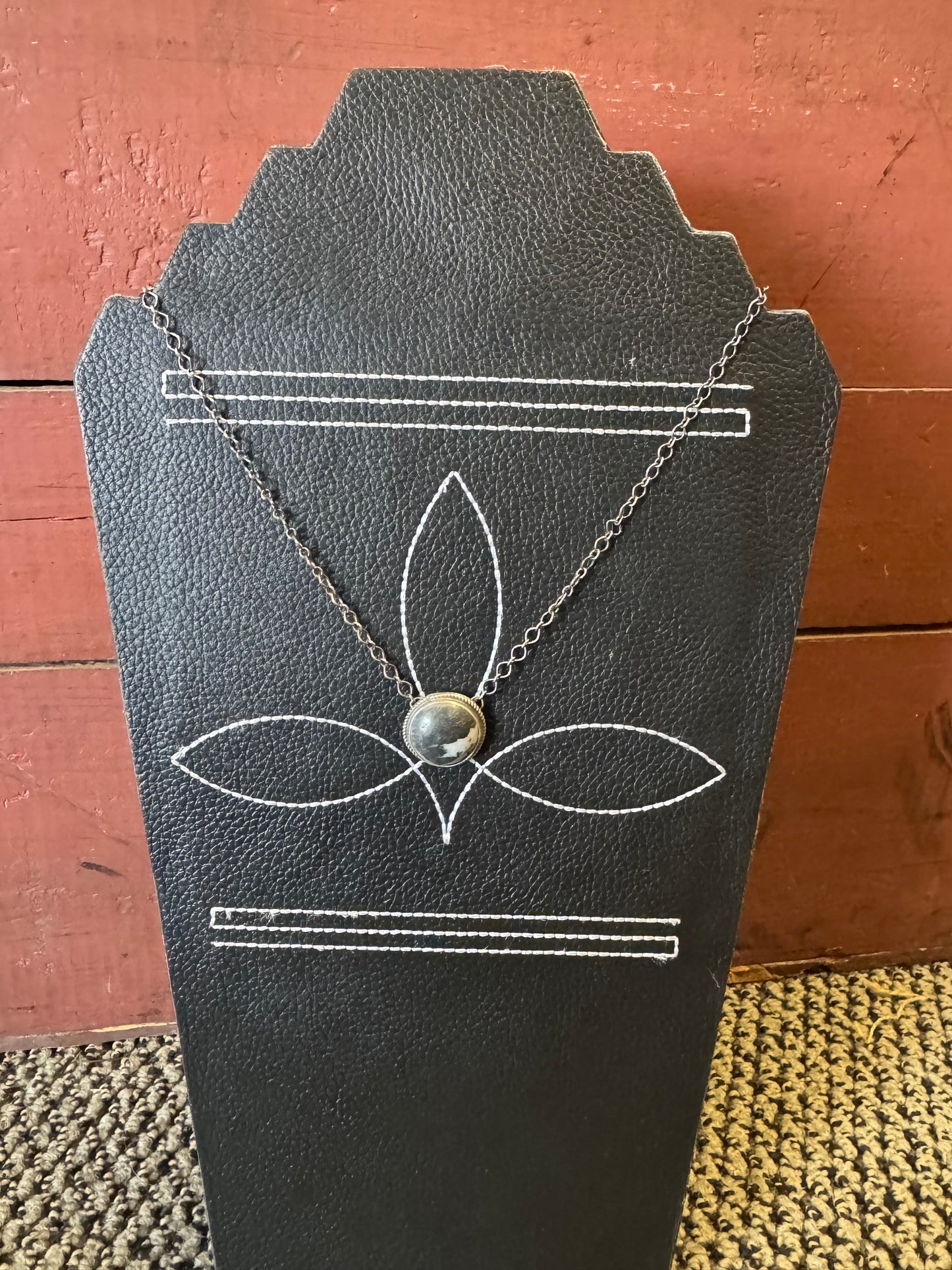 White Buffalo Circle Pendant Necklace