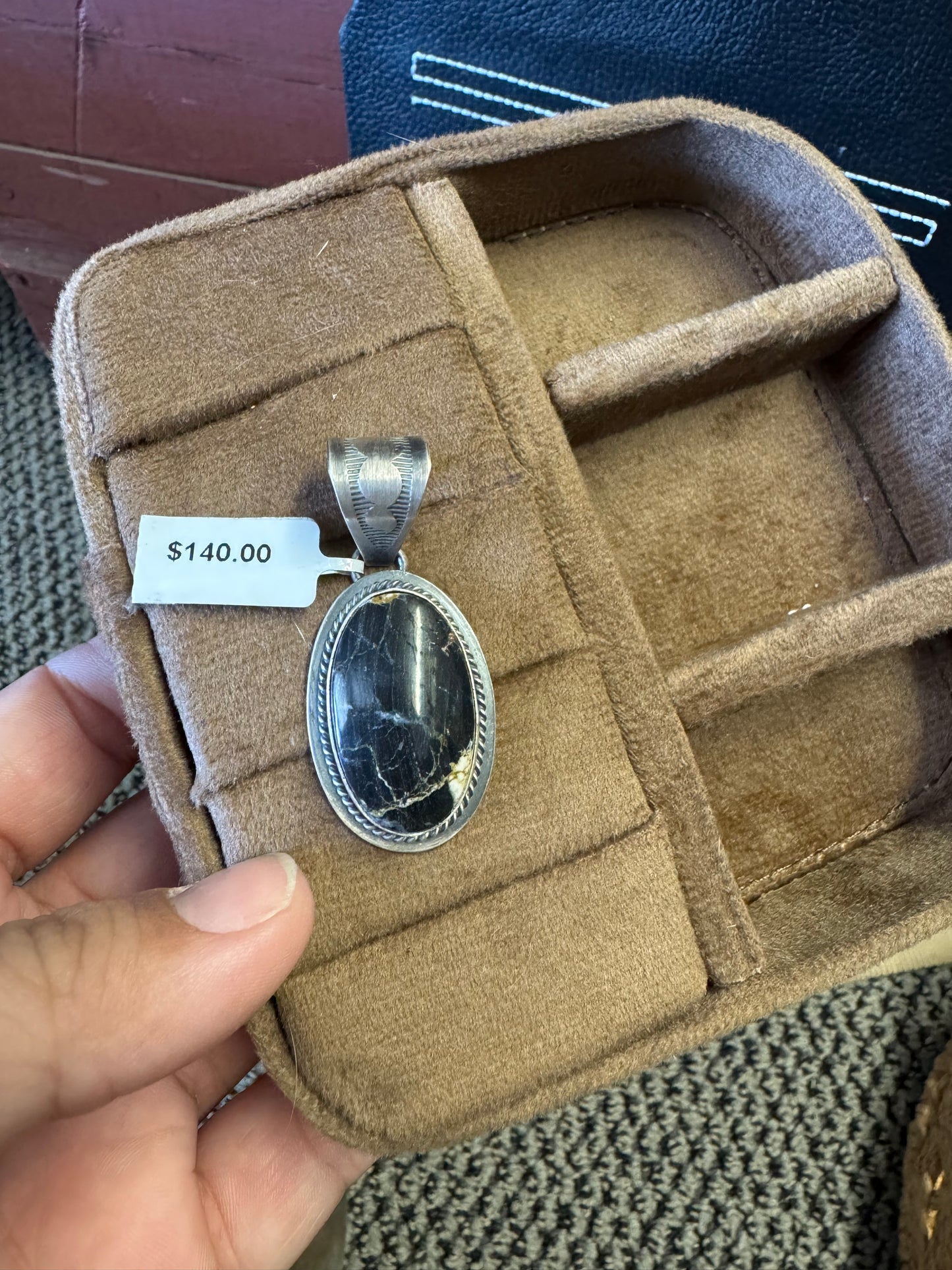 White Buffalo Oval Pendant