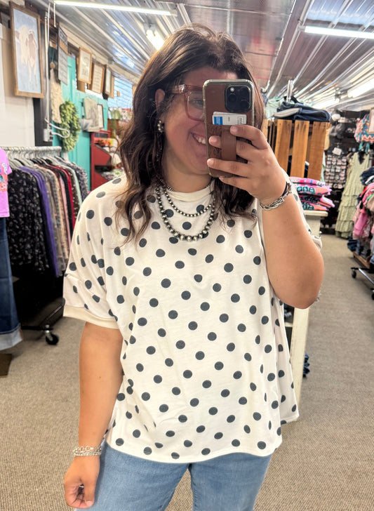 Ivory Oversized Polka Dot Top