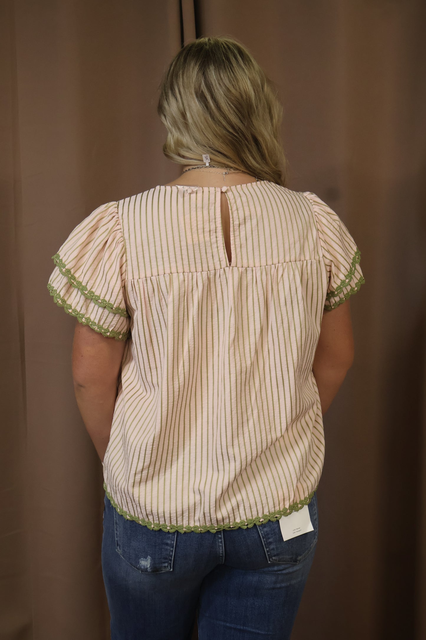 Peach & Green Top