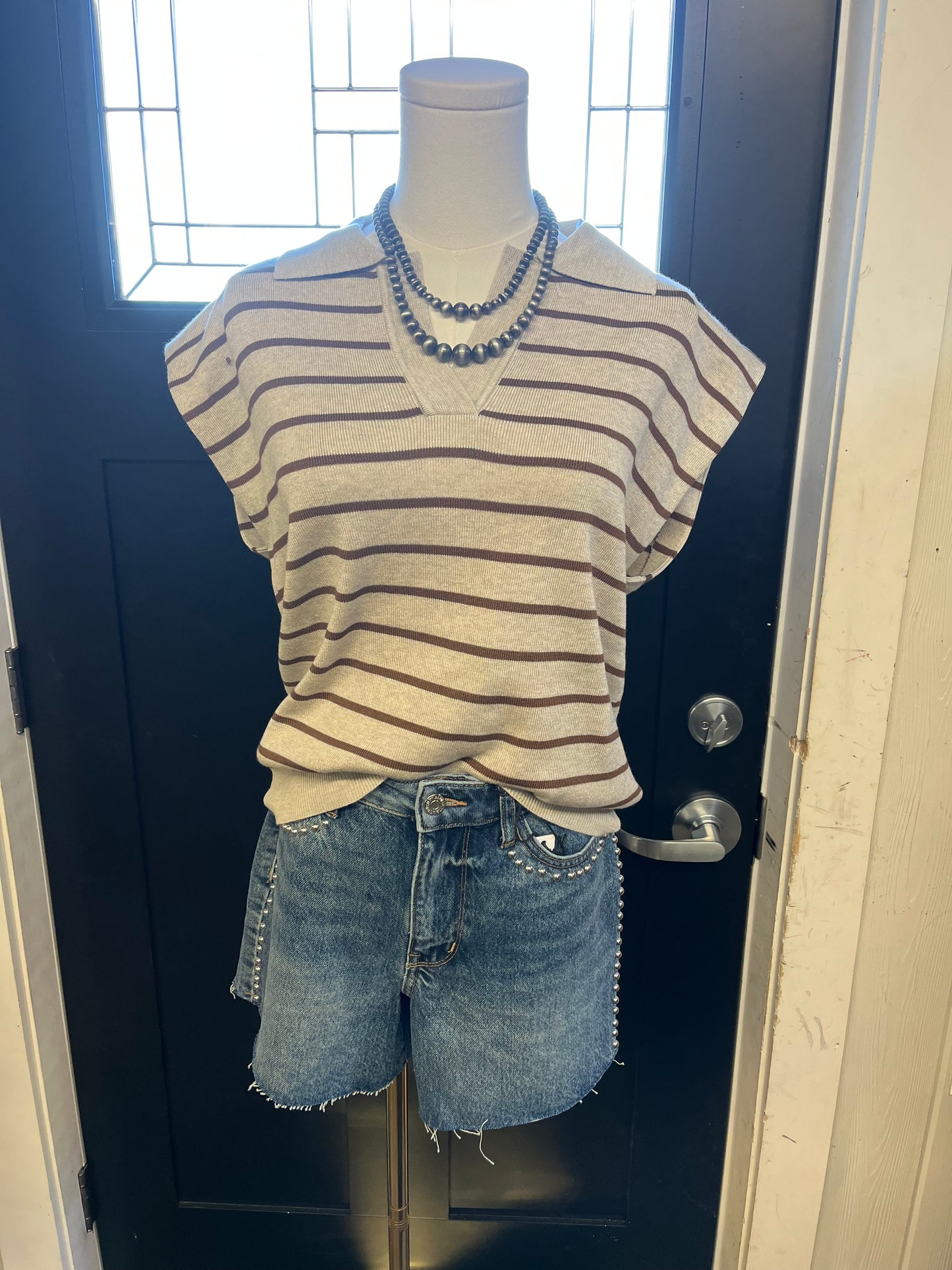 Mocha Striped Sweater Top