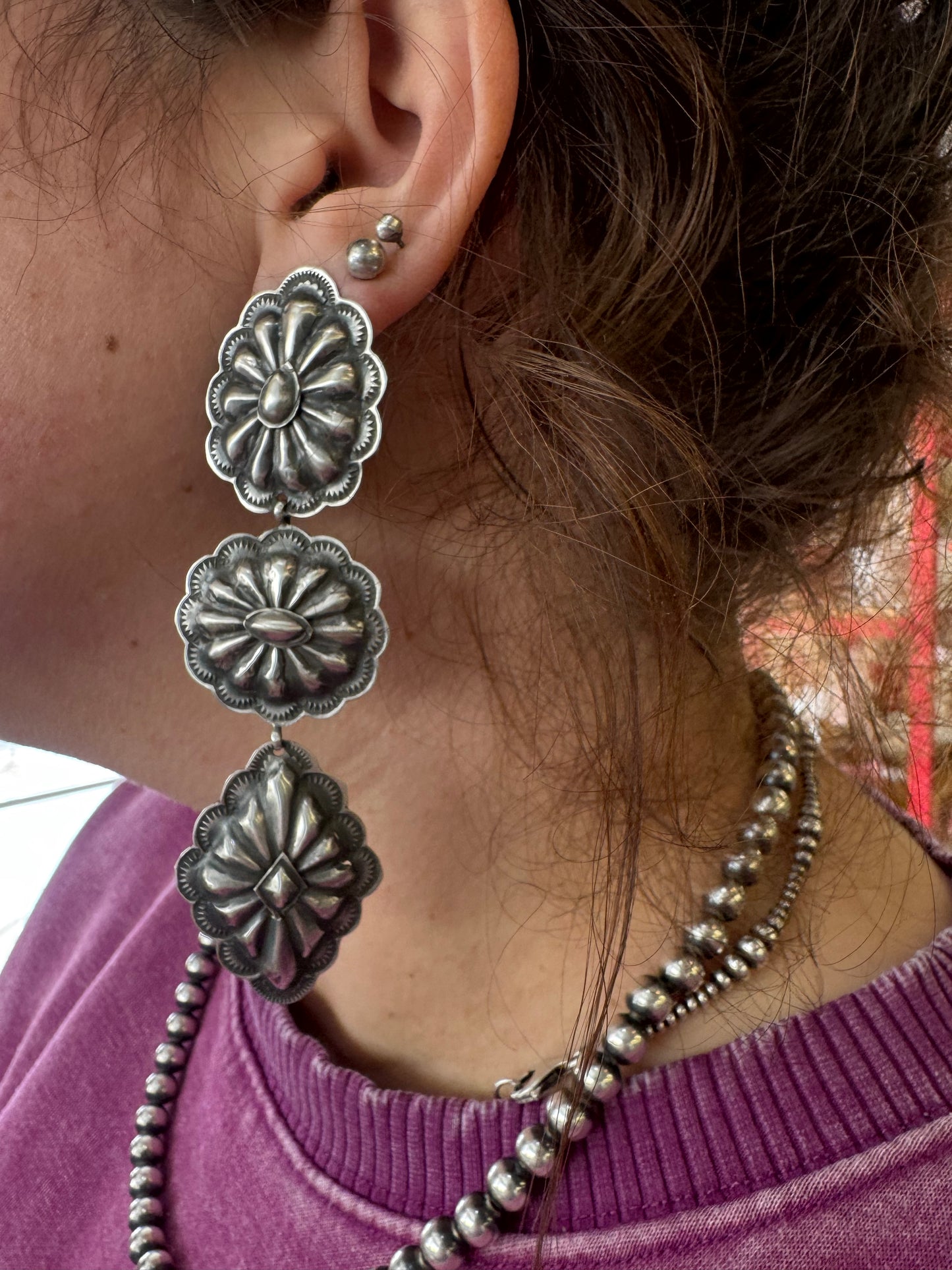 Three Concho Earrings