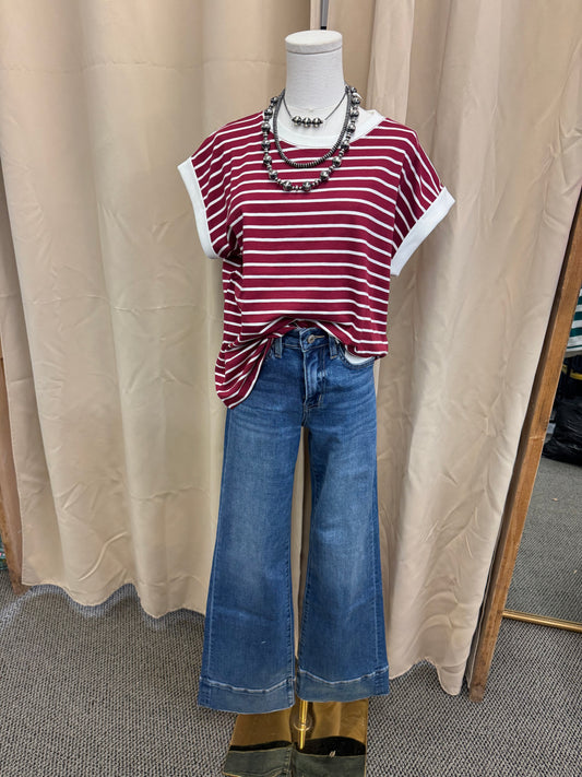 Burgundy Striped Top