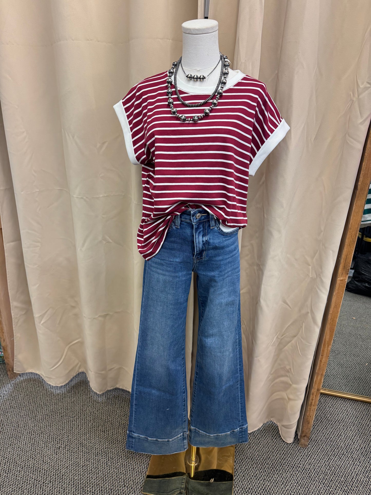 Burgundy Striped Top