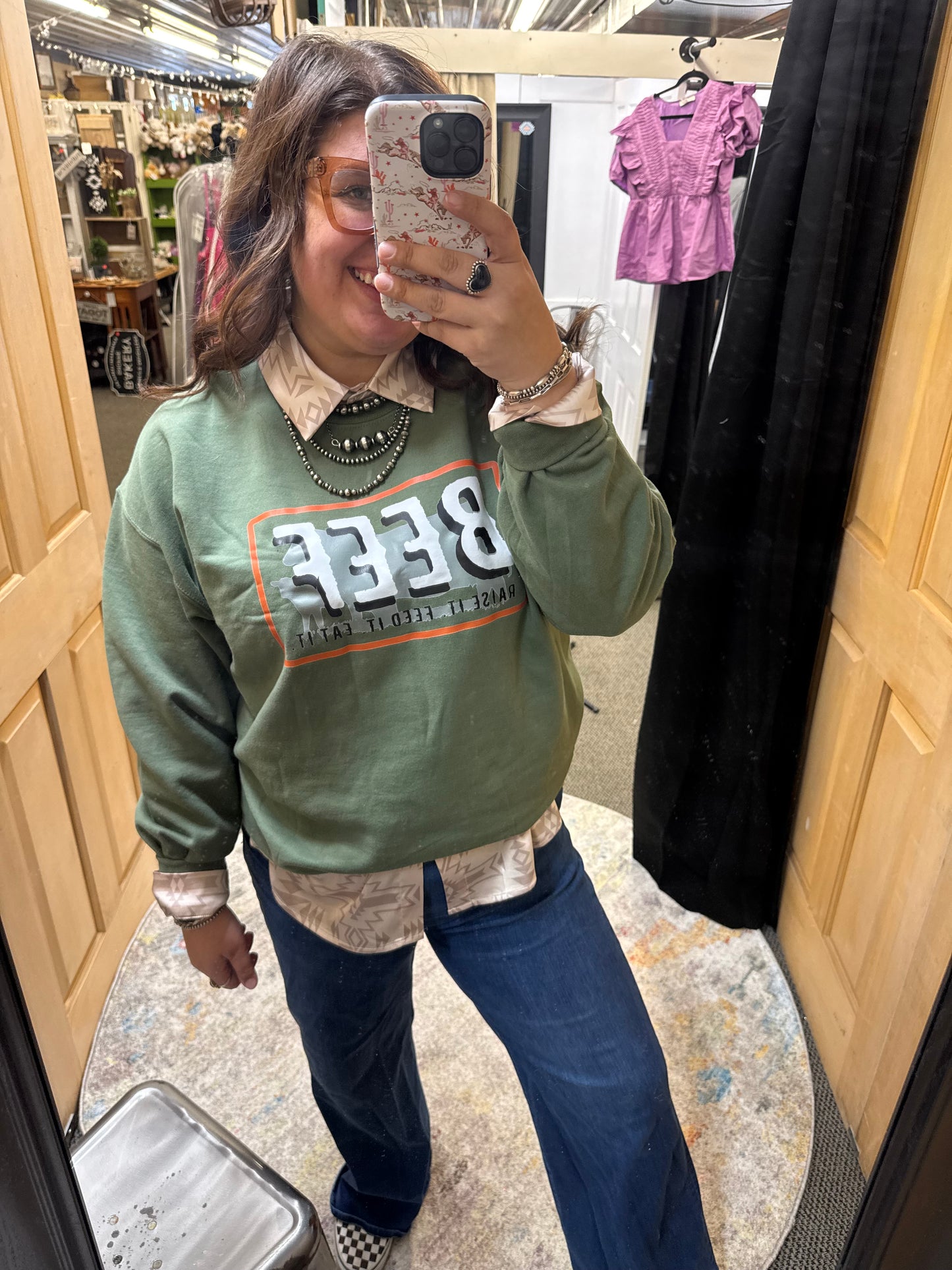 Cream Aztec Button Up