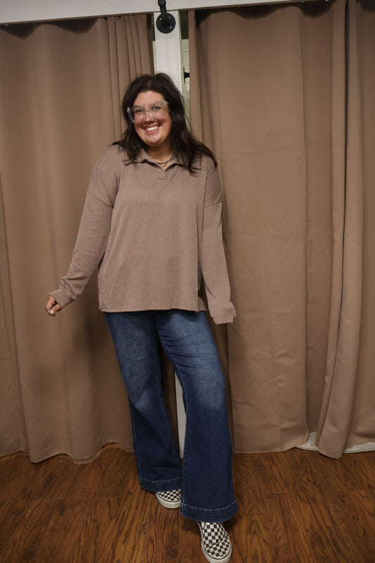 Carmel collared ribbed top