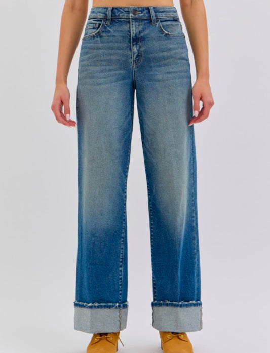 Medium Wash Cuff Jeans
