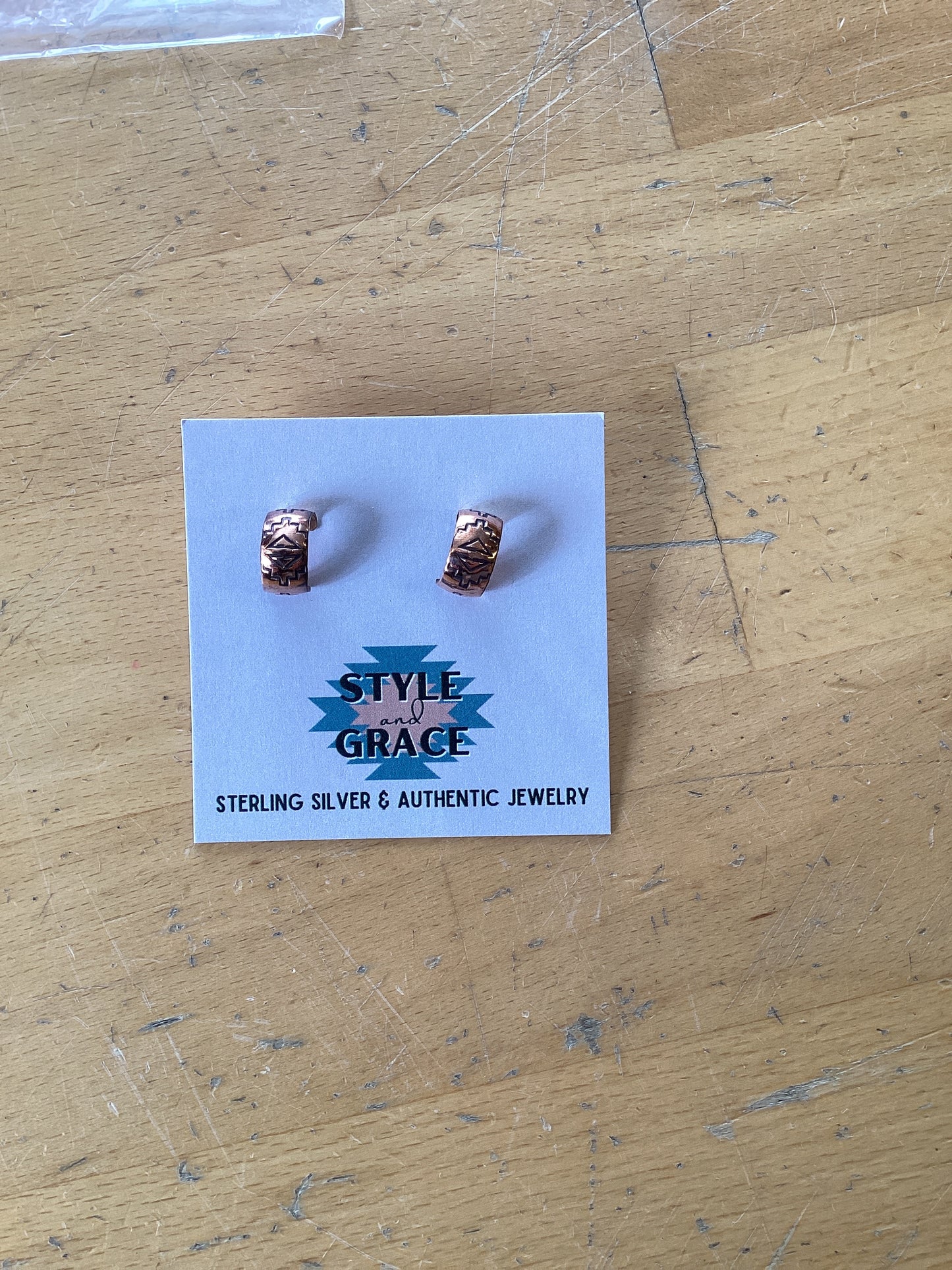 Mini copper Stamped Hoops