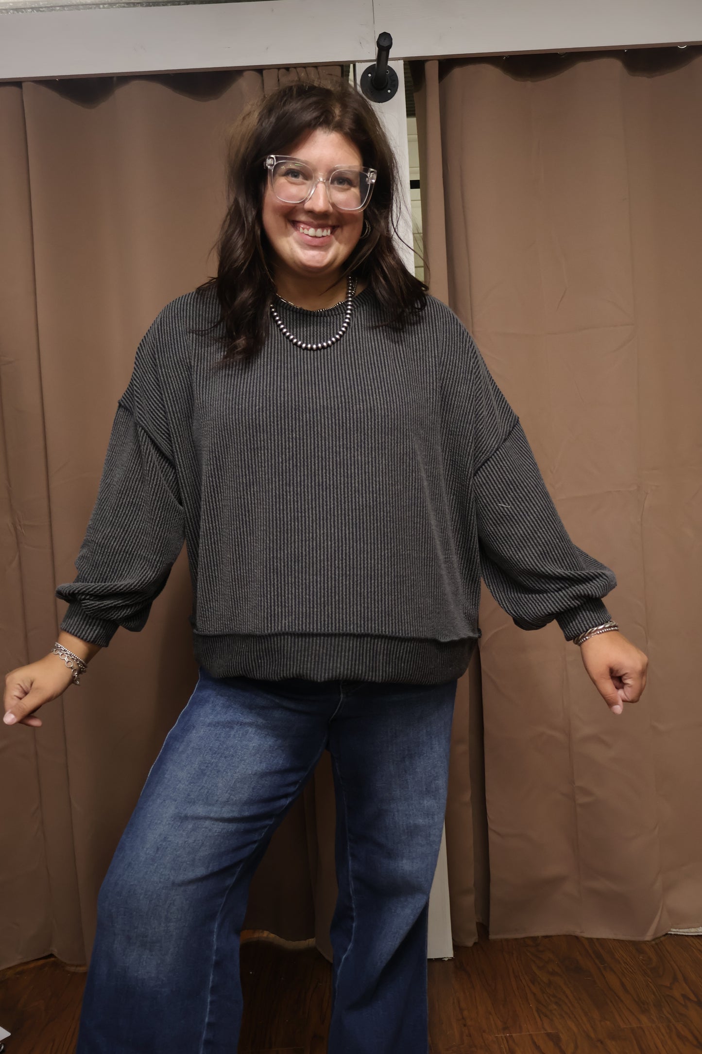 Grey Ribbed Pullover