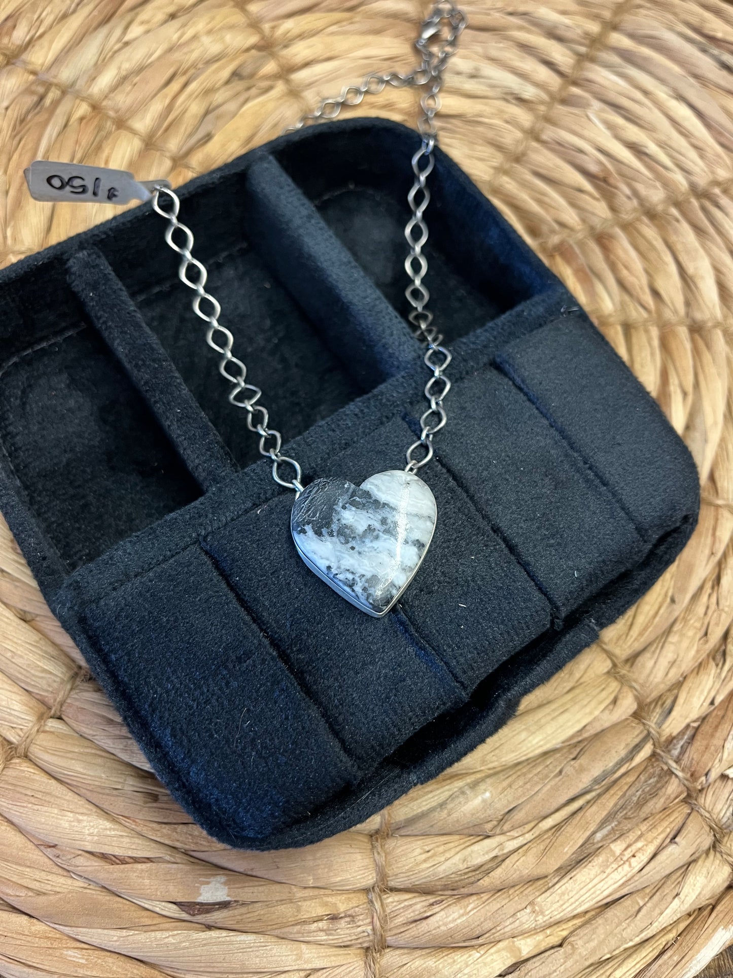 White Buffalo Heart Pendant Necklace