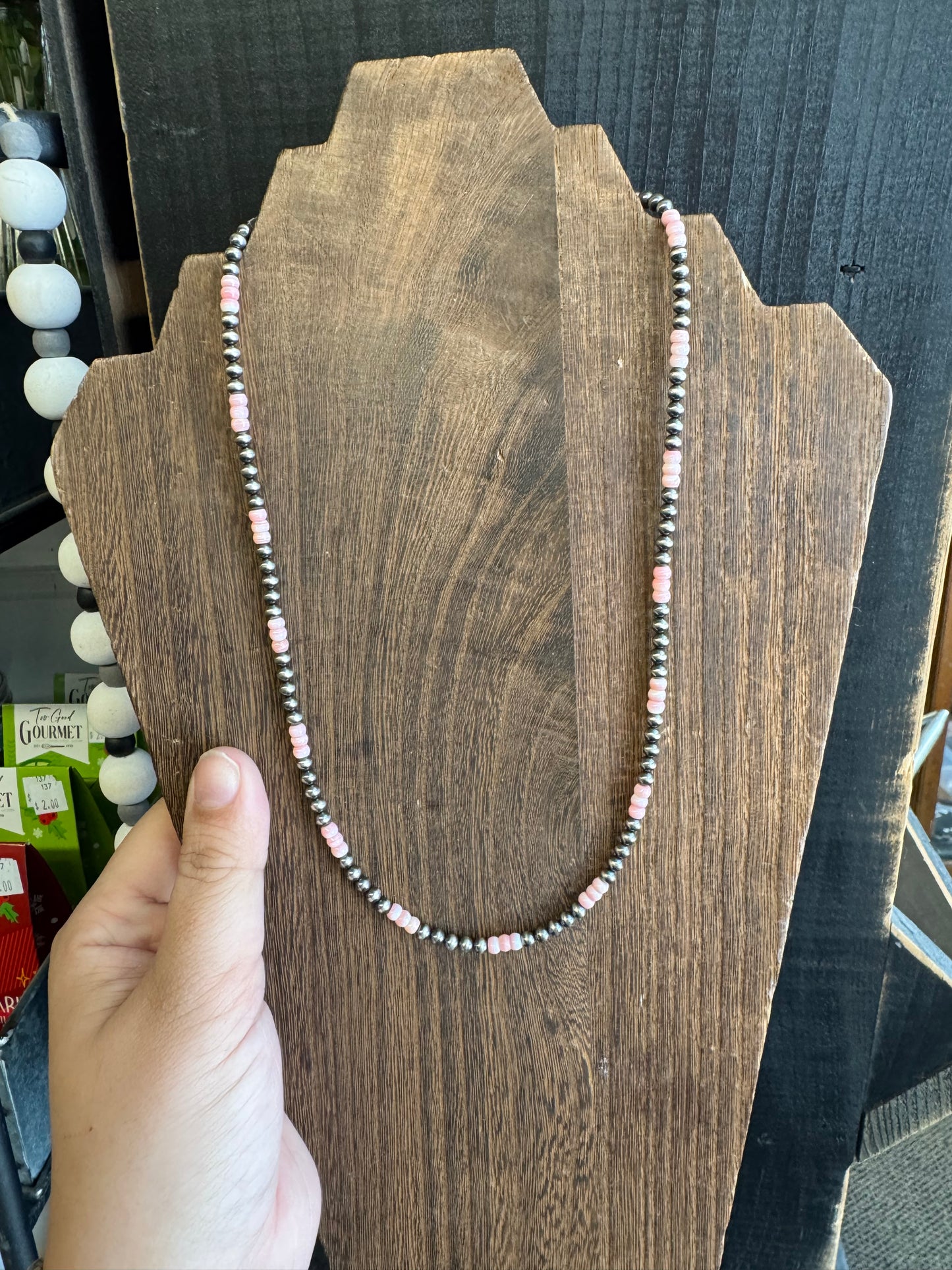 Mixed Rondell + Pearl Necklace- 18 inches