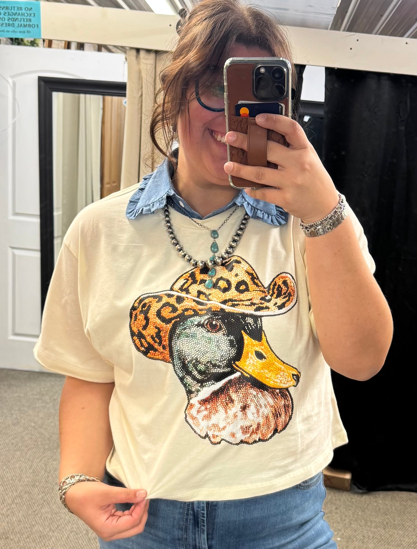 Faux Rhinestone Duck Tee