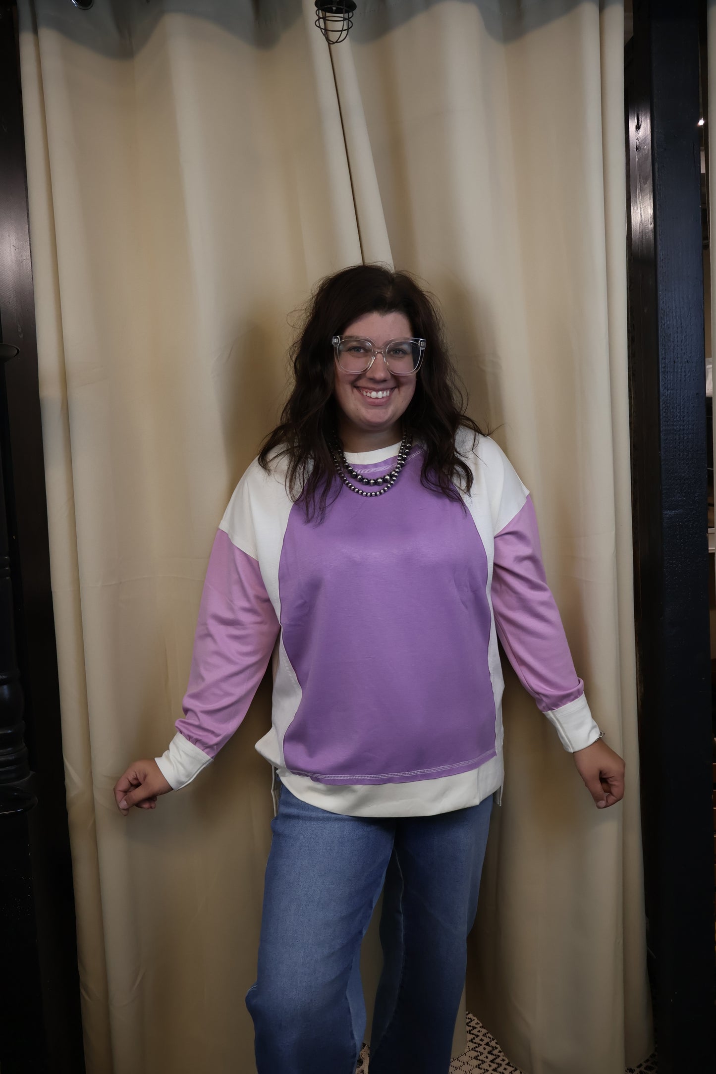 Lavender Color Block Top