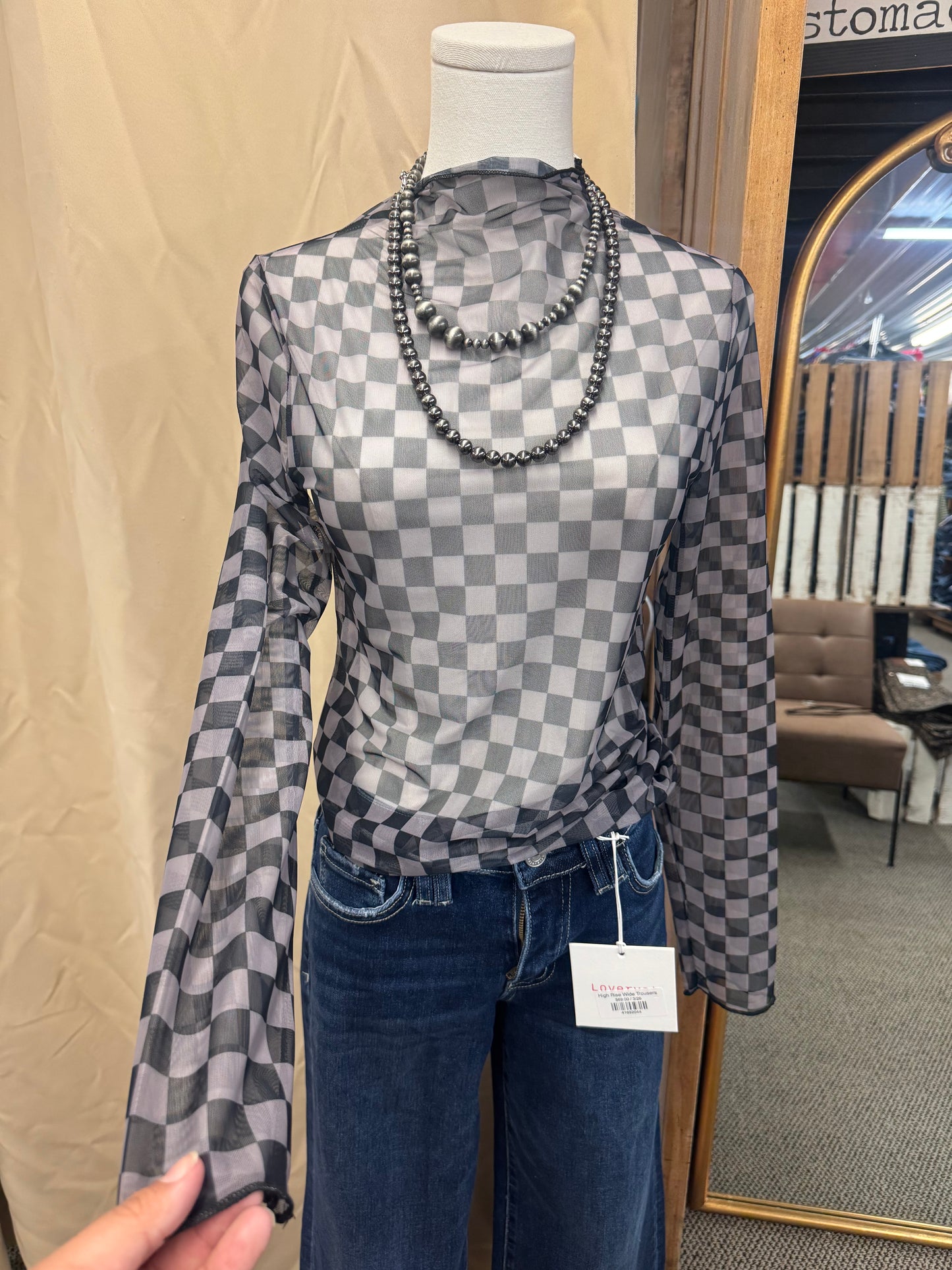 Checkered Mesh Top