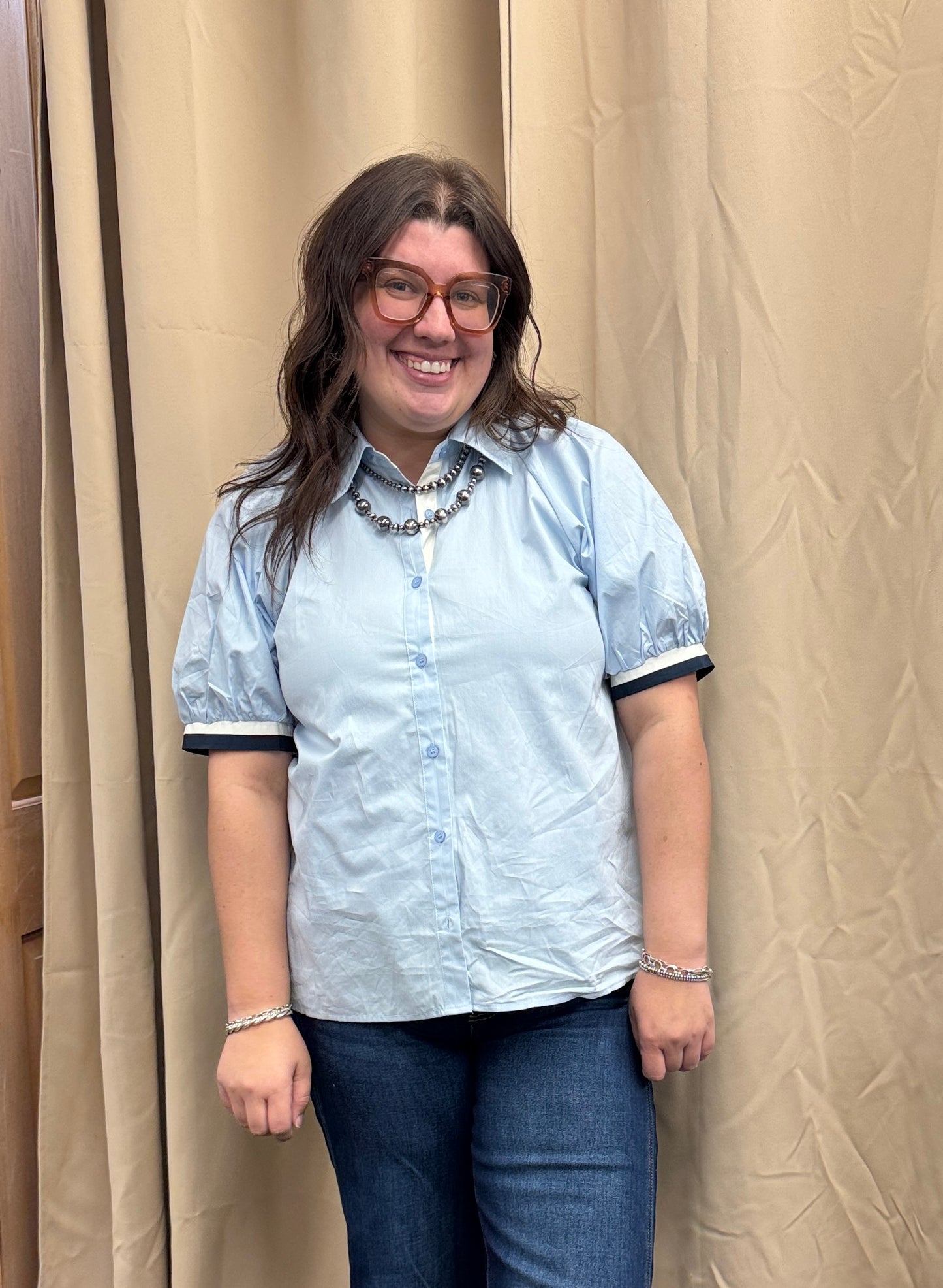 Light Blue Collared Top