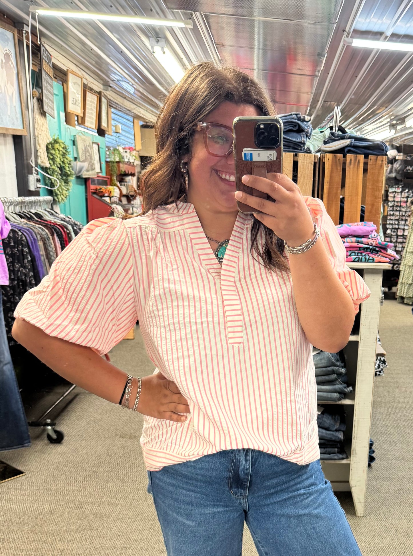Blush Pink Striped Top