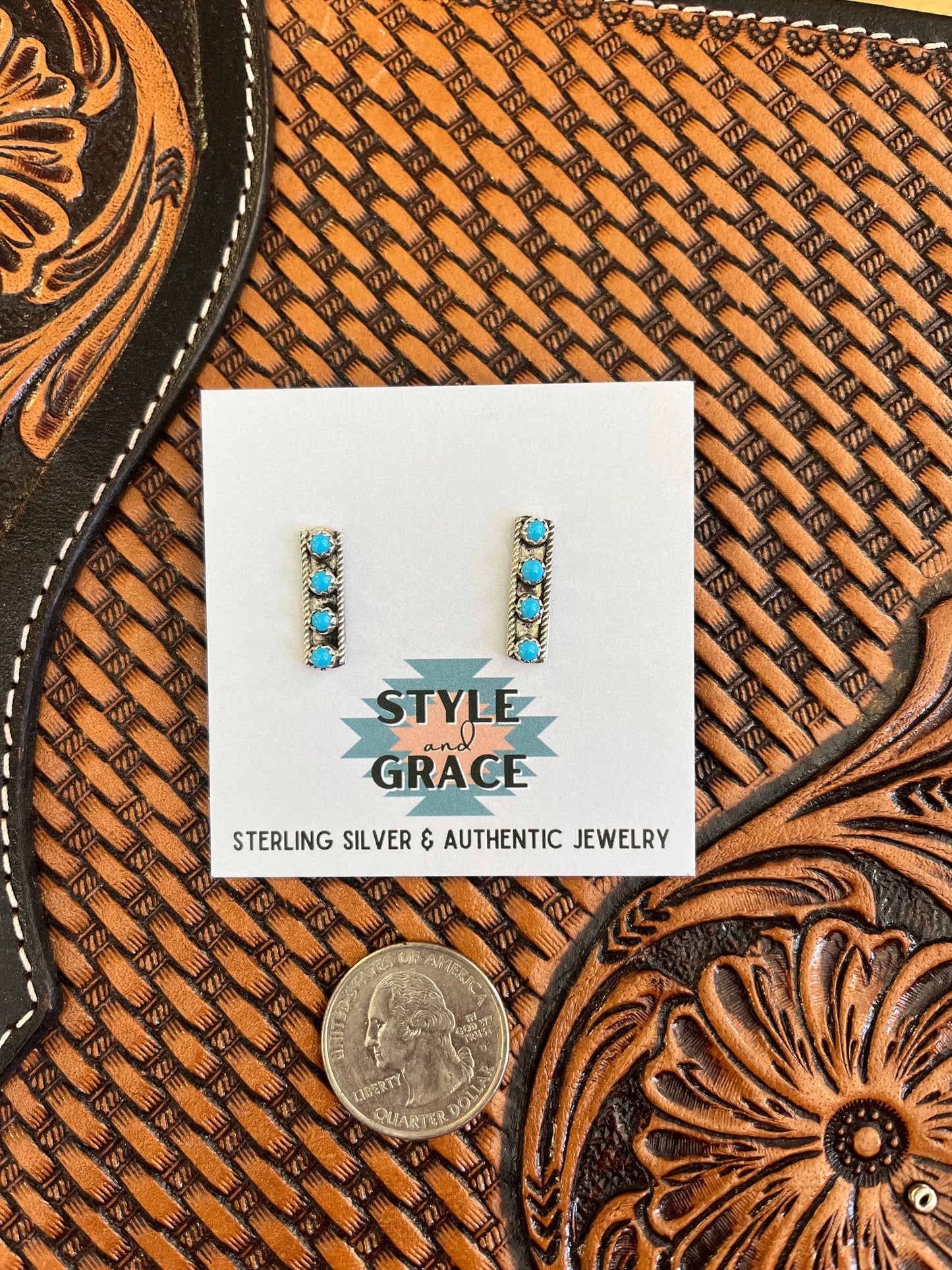 Turquoise Bar Drop Earrings