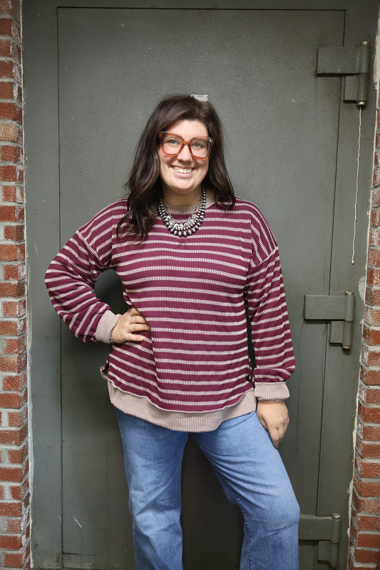 Burgundy Striped Top