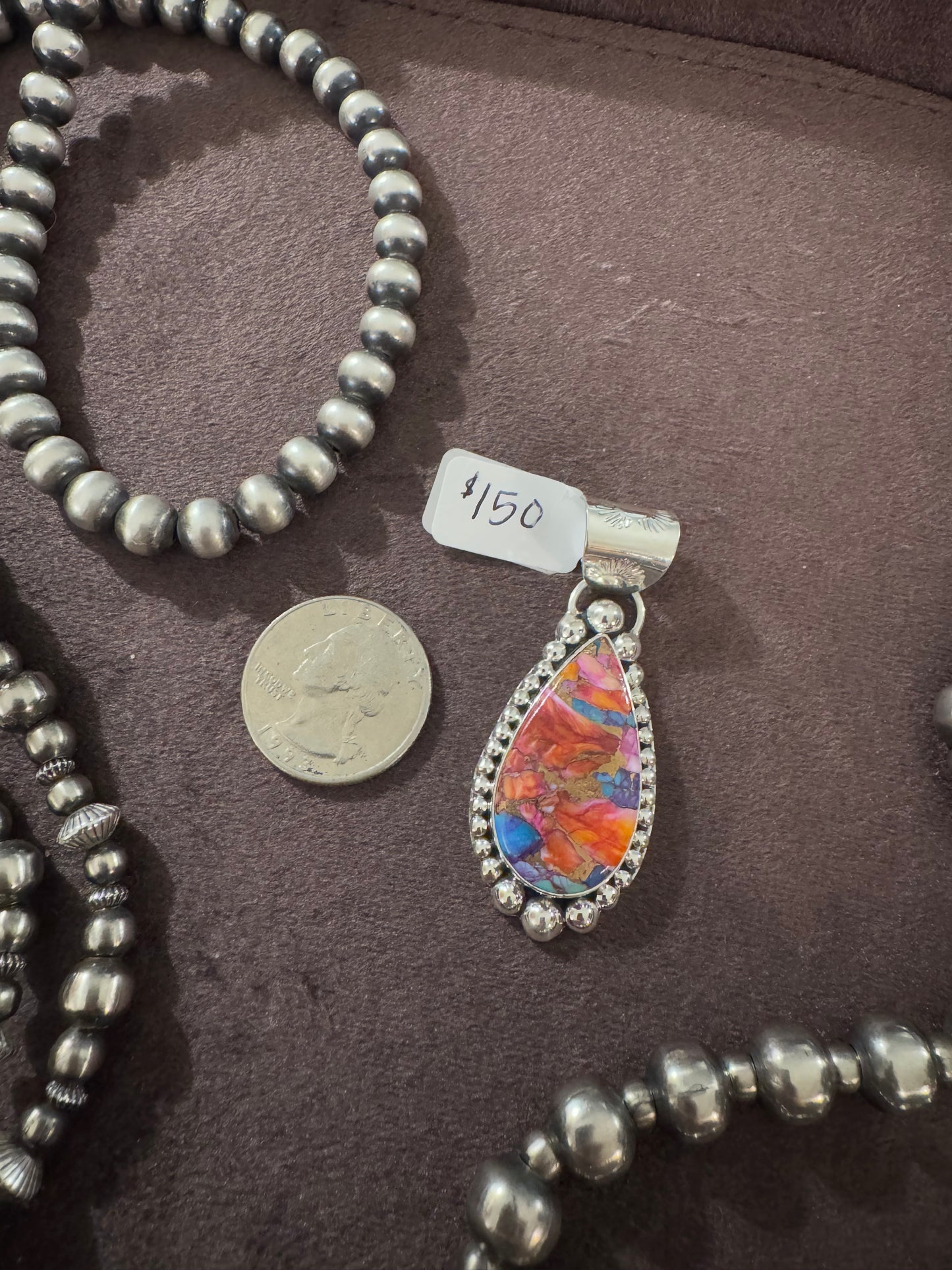 Mixed Dahlia Teardrop Pendant