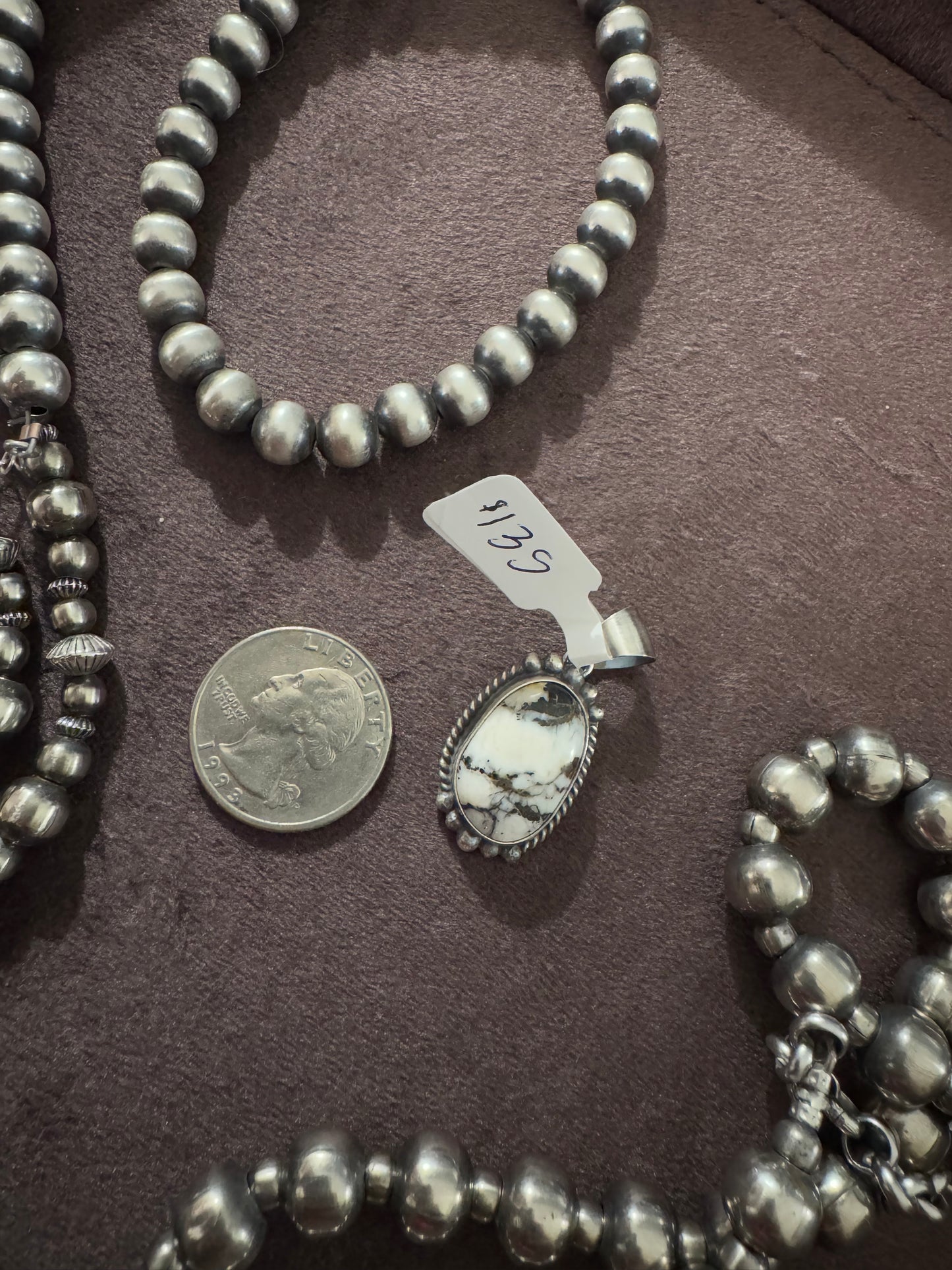 White Buffalo Oval Pendant