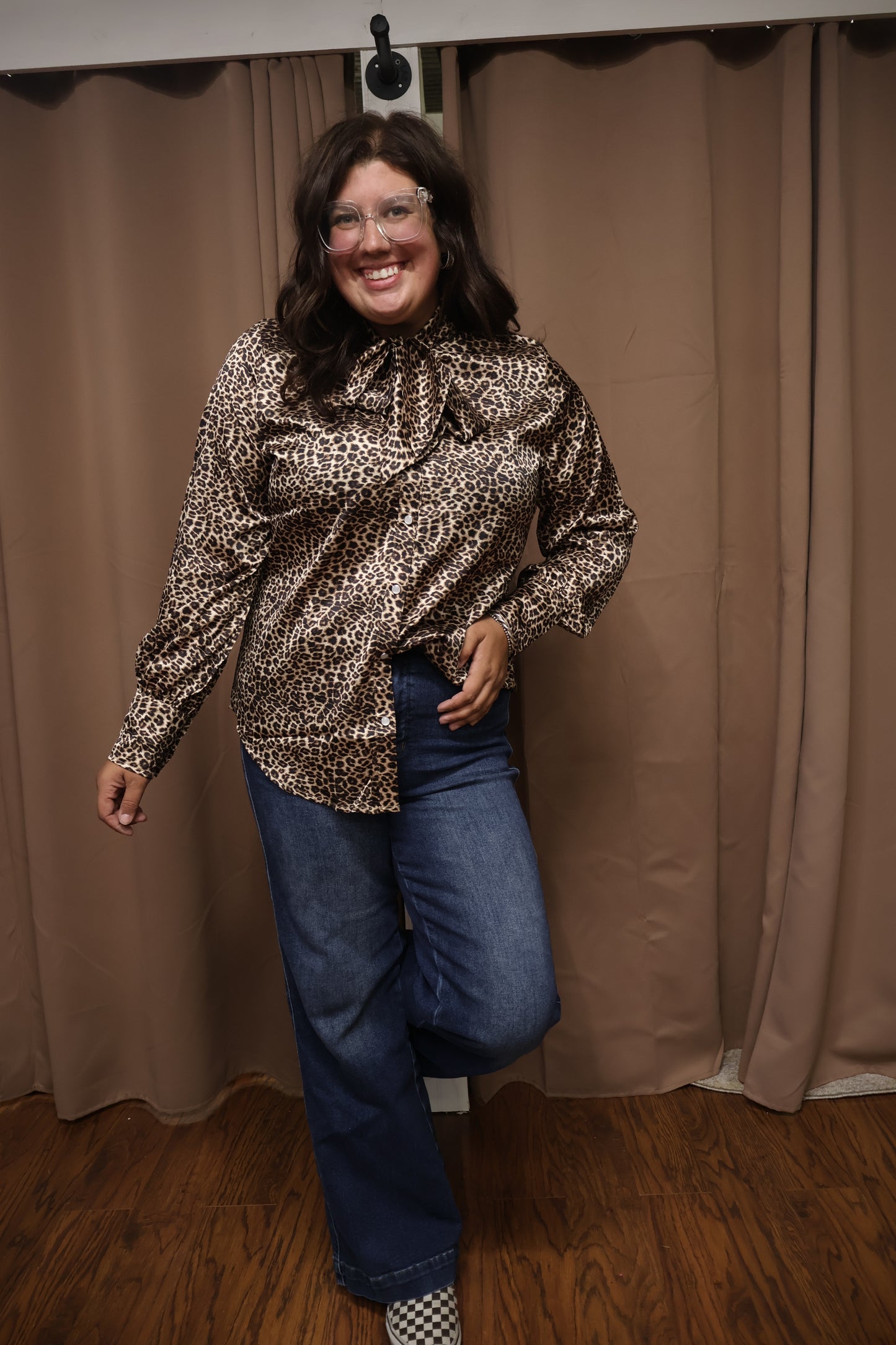 Bow Tie Cheetah Button Up