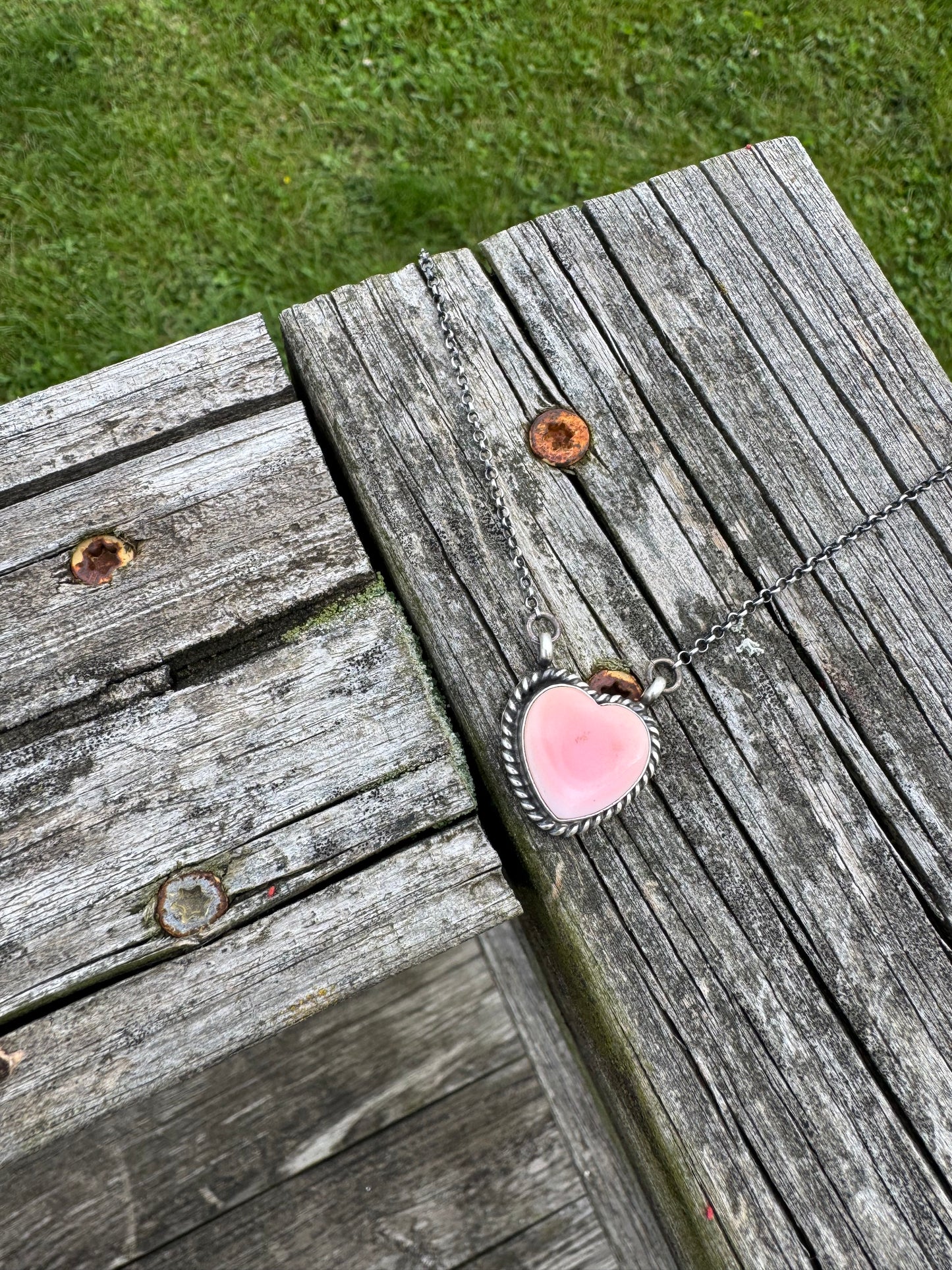 Pink Conch Heart Necklace