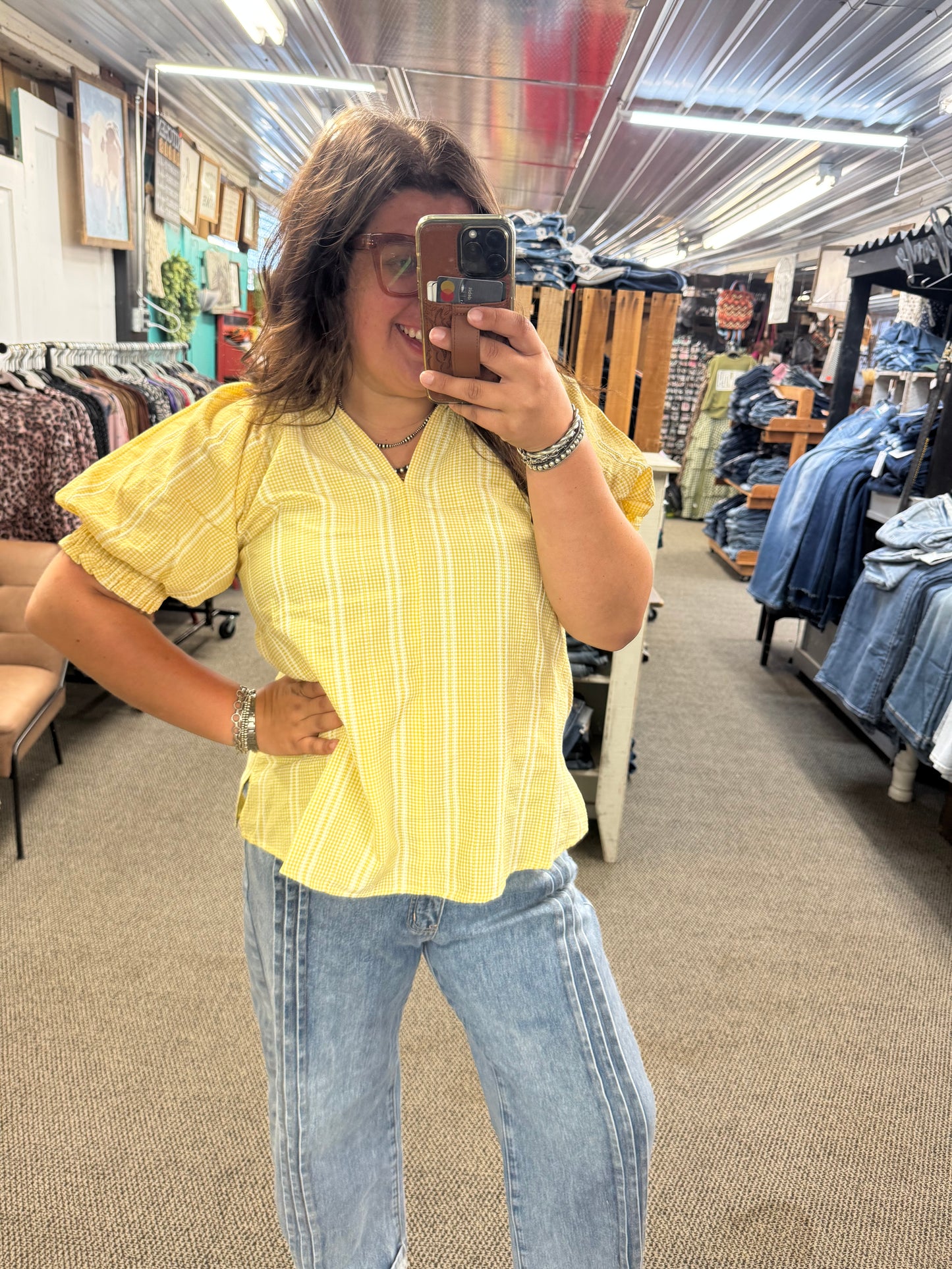 Yellow Gingham Top