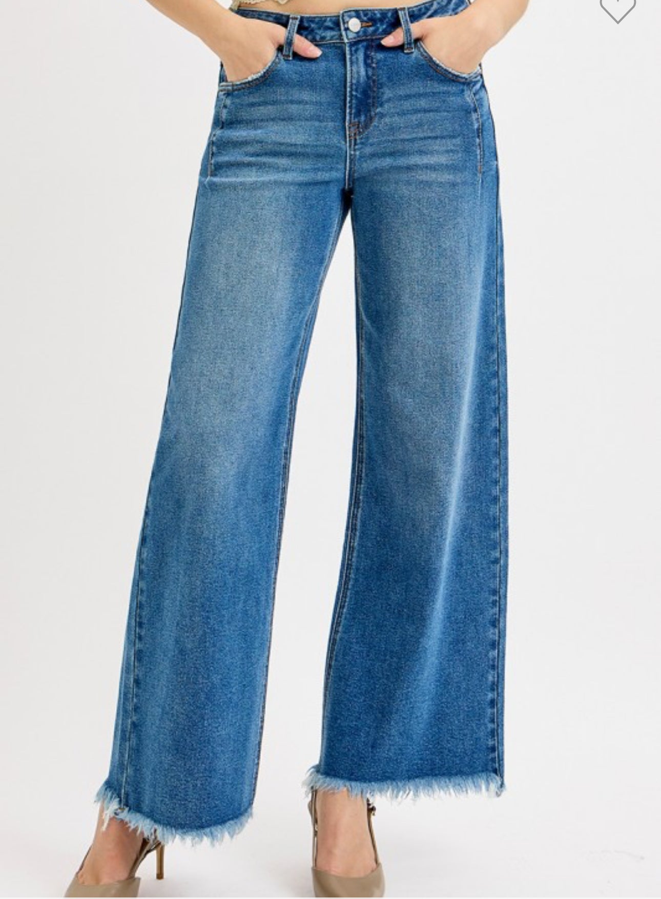 Wide Leg Raw Hem Jeans