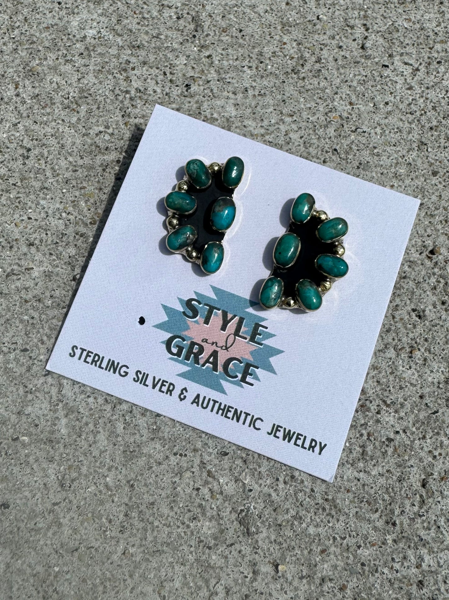 Brass Half Cluster Earrings
