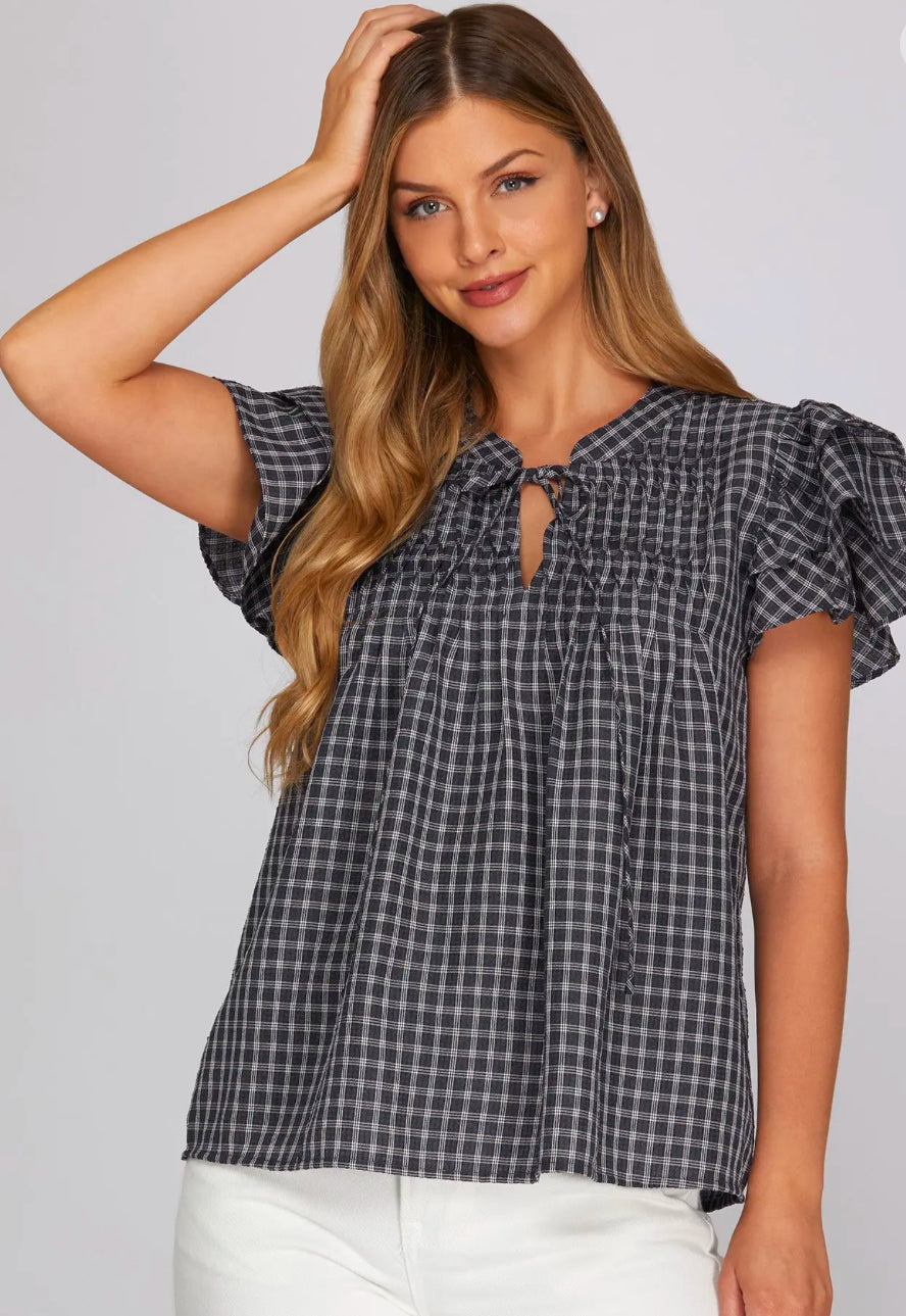 Black Gingham Top