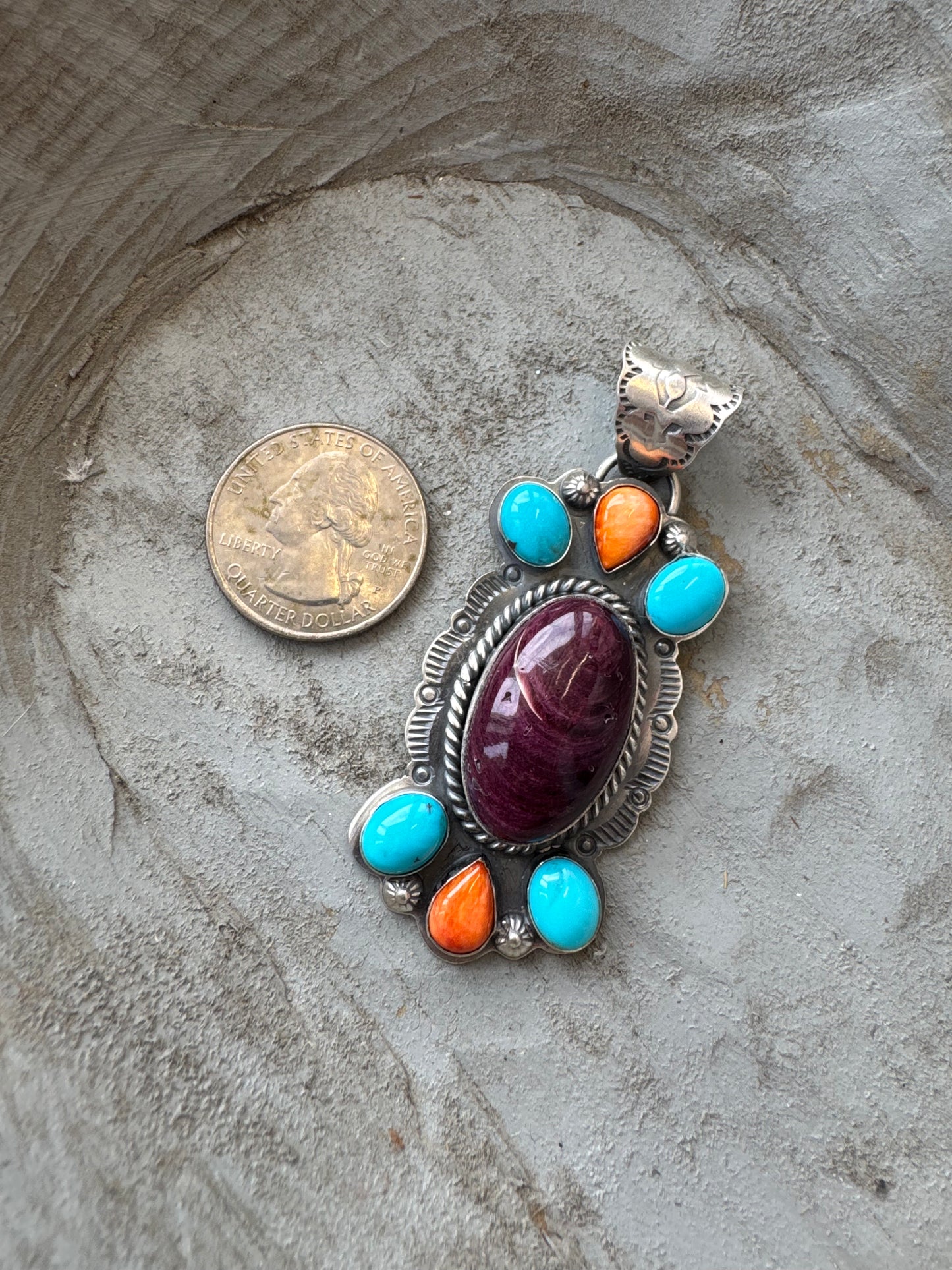 Purple Mixed Stone Pendant