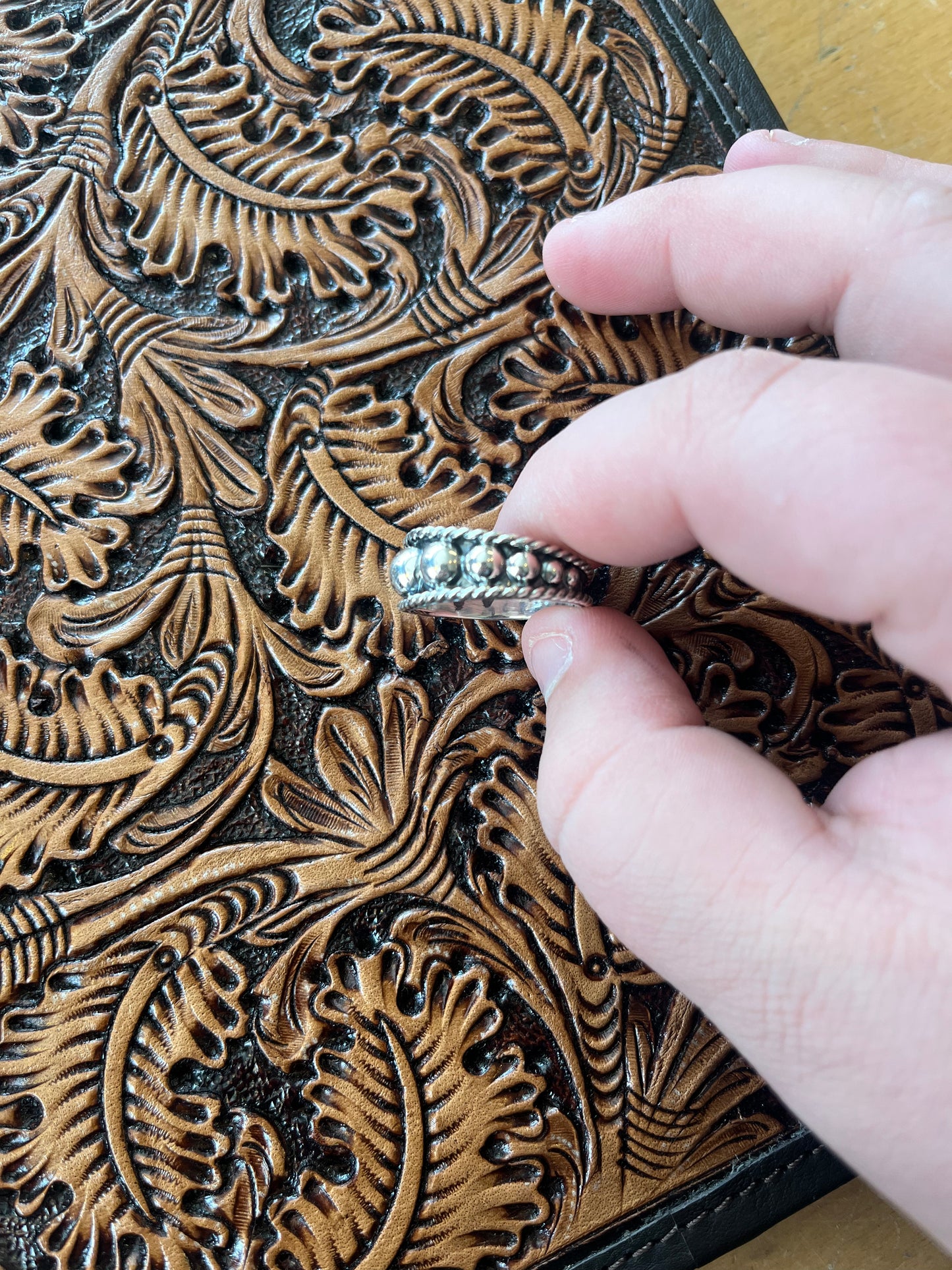 Graduated pearl Dot Stacker Ring