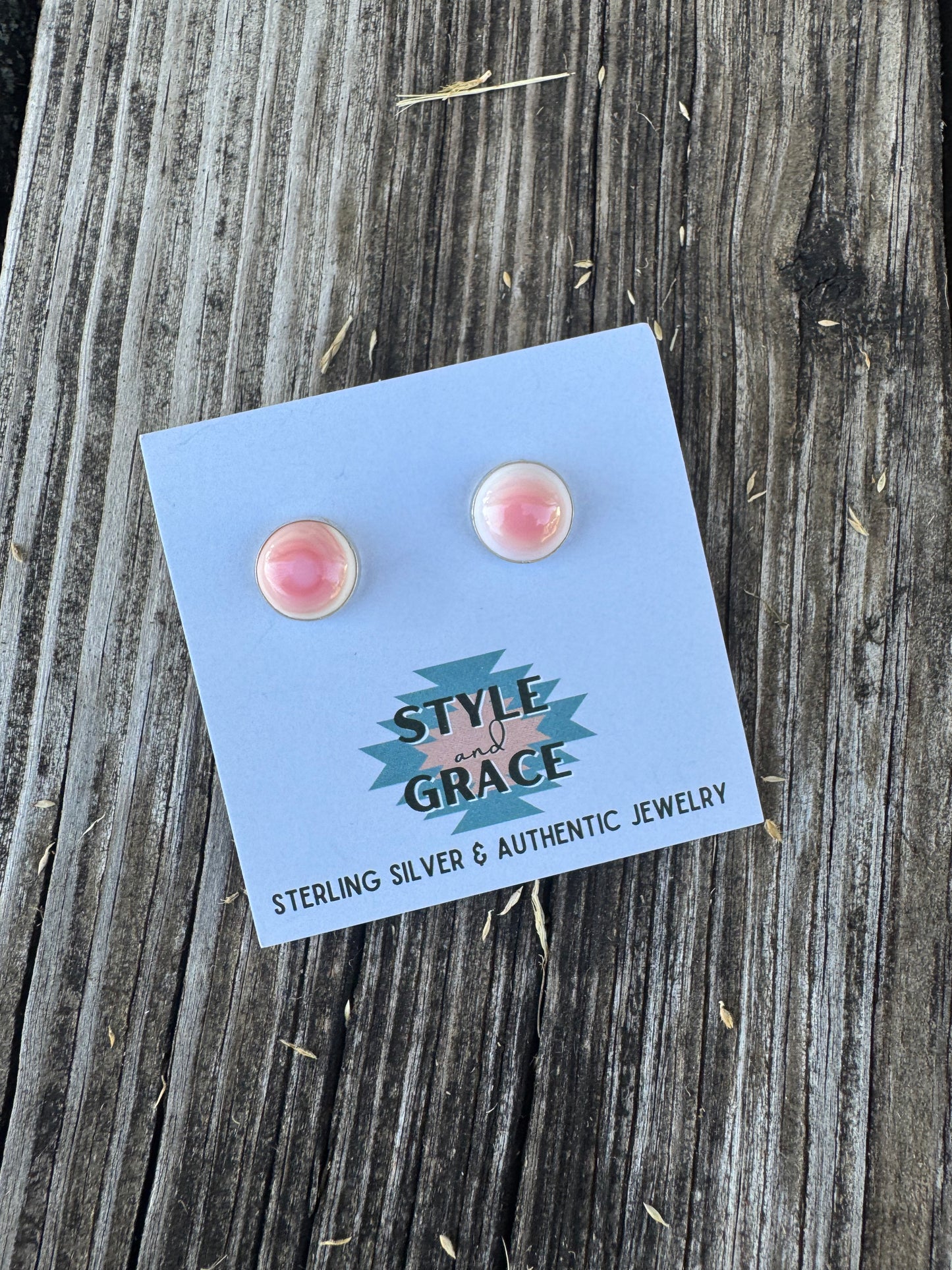 Pink Conch Circle Studs